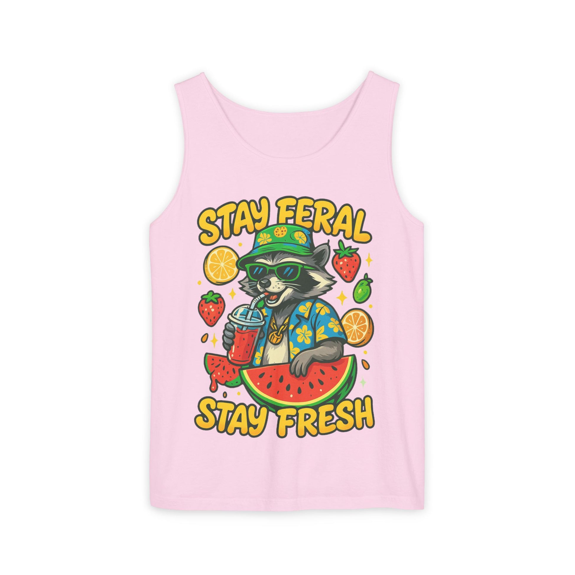Stay Feral Stay Fresh Tank Top, Summer Apparel, Unisex Graphic Tee, Beachwear, Fun Gift for Animal Lovers