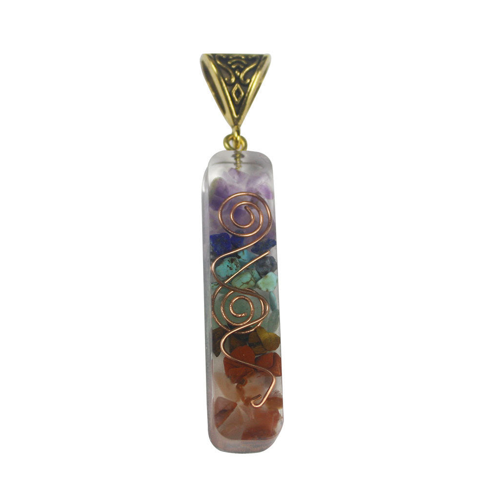 Natural Crystal Resin Pendant Necklace – Handmade Gemstone Jewelry for Men & Women – Geometric Chakra-Inspired Gift