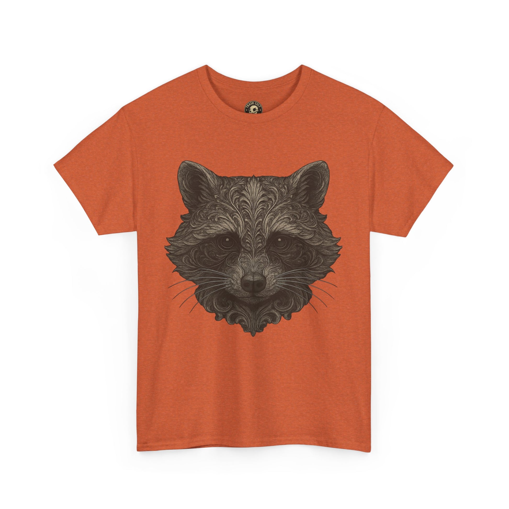 Ornate Raccoon Face Shirt – Intricate Woodland Animal Art Tee – Tattoo-Inspired Forest Aesthetic – Trash Cult Supply Co.