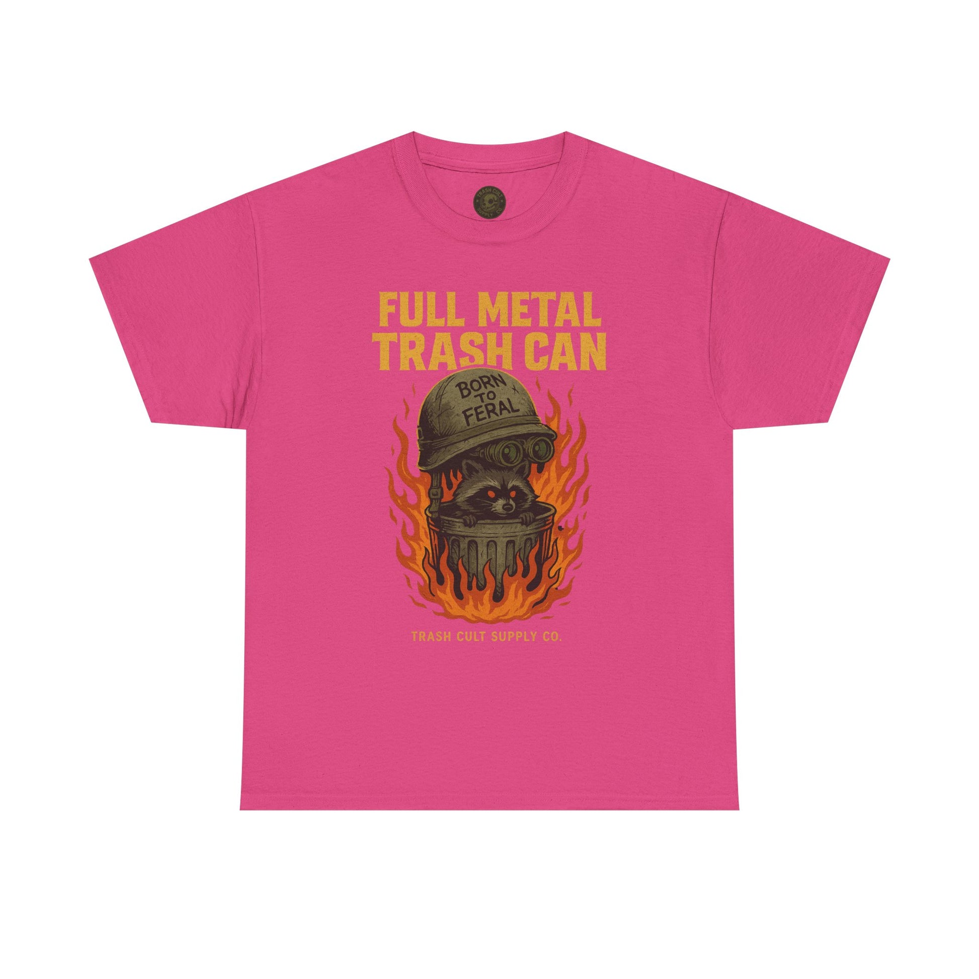 Full Metal Trash Can T-Shirt – Born to Feral Raccoon Graphic | Trash Cult Supply Co. | Gildan 5000 Tee