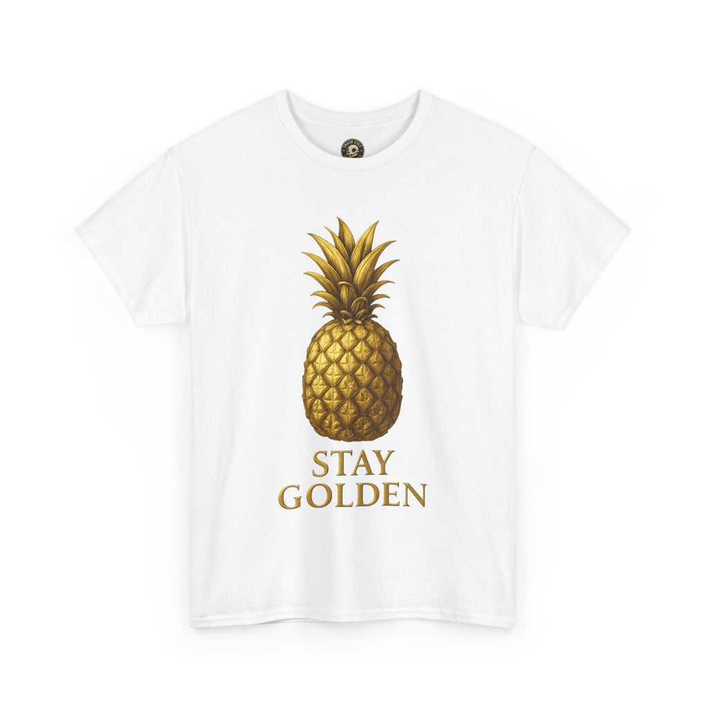Stay Golden Pineapple Tee - Summer Vibes, Casual Wear, Gift for Her, Tropical Design, Unisex Cotton Tee
