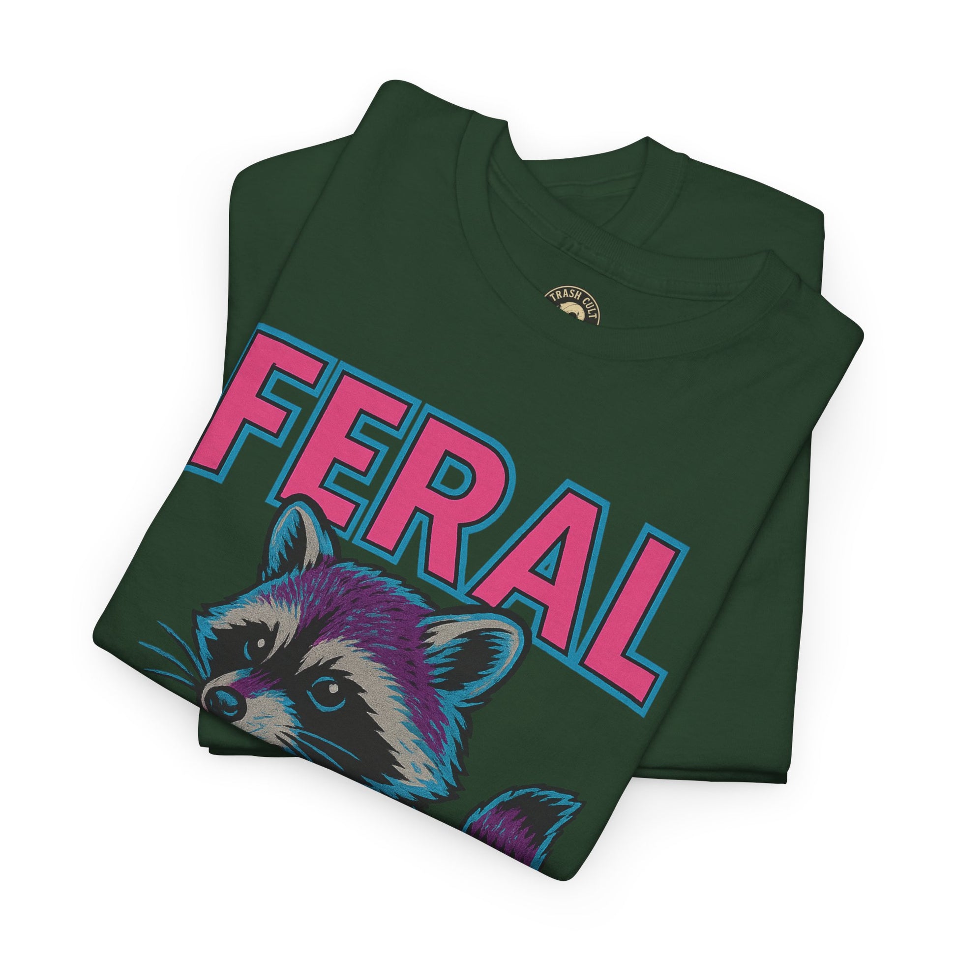 FERAL Raccoon 80s Retro Shirt – Trash Cult Supply Co. – Gildan 5000 Tee