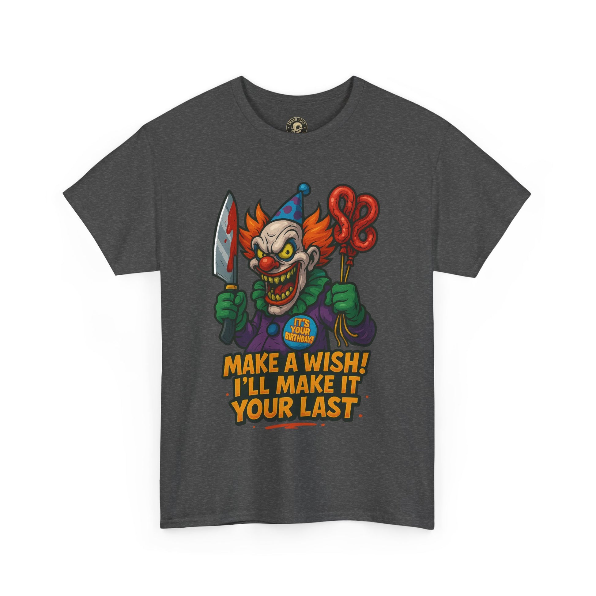 Creepy Clown Tee - Halloween Costume Shirt, Unisex Heavy Cotton Tee, Spooky Graphic Tee, Gag Gift, Horror Fan Apparel
