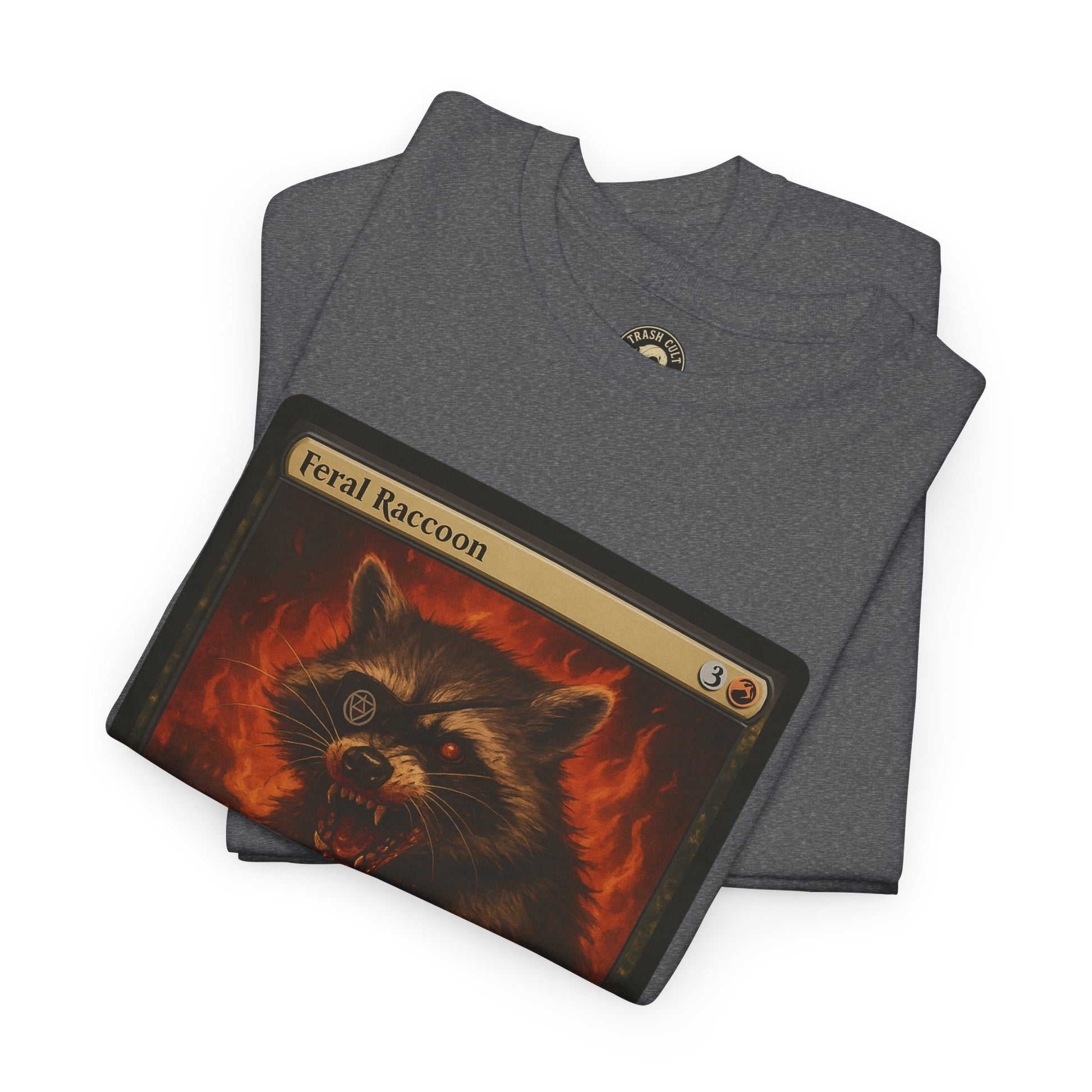 Feral Raccoon Magic Card Shirt – MTG-Inspired Beast Rogue Tee, Trash Cult Creature Card, Gildan 5000 Unisex T-Shirt