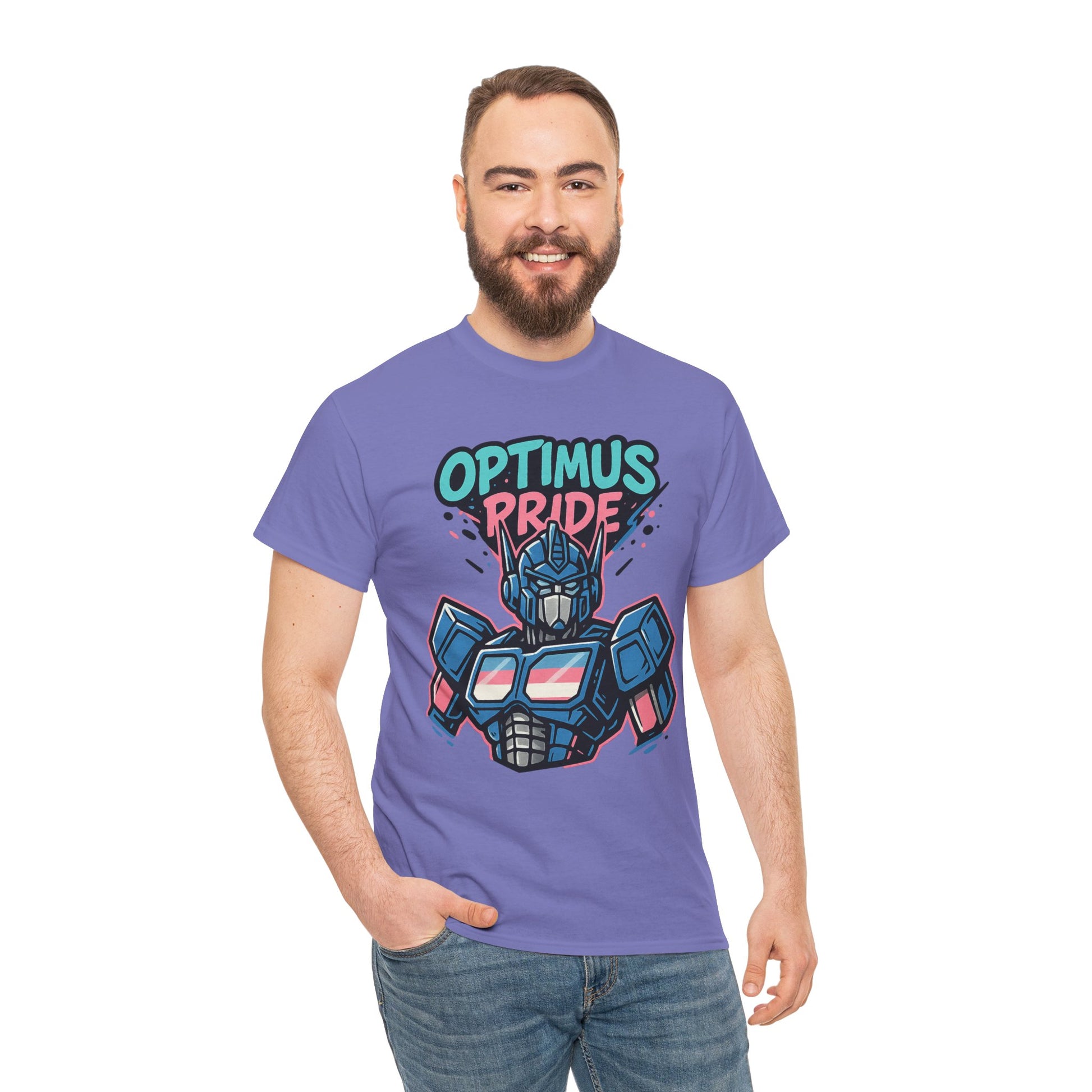 Optimus Pride T-Shirt – Trans Pride Robot Graphic Tee | Gildan 5000 Unisex Shirt