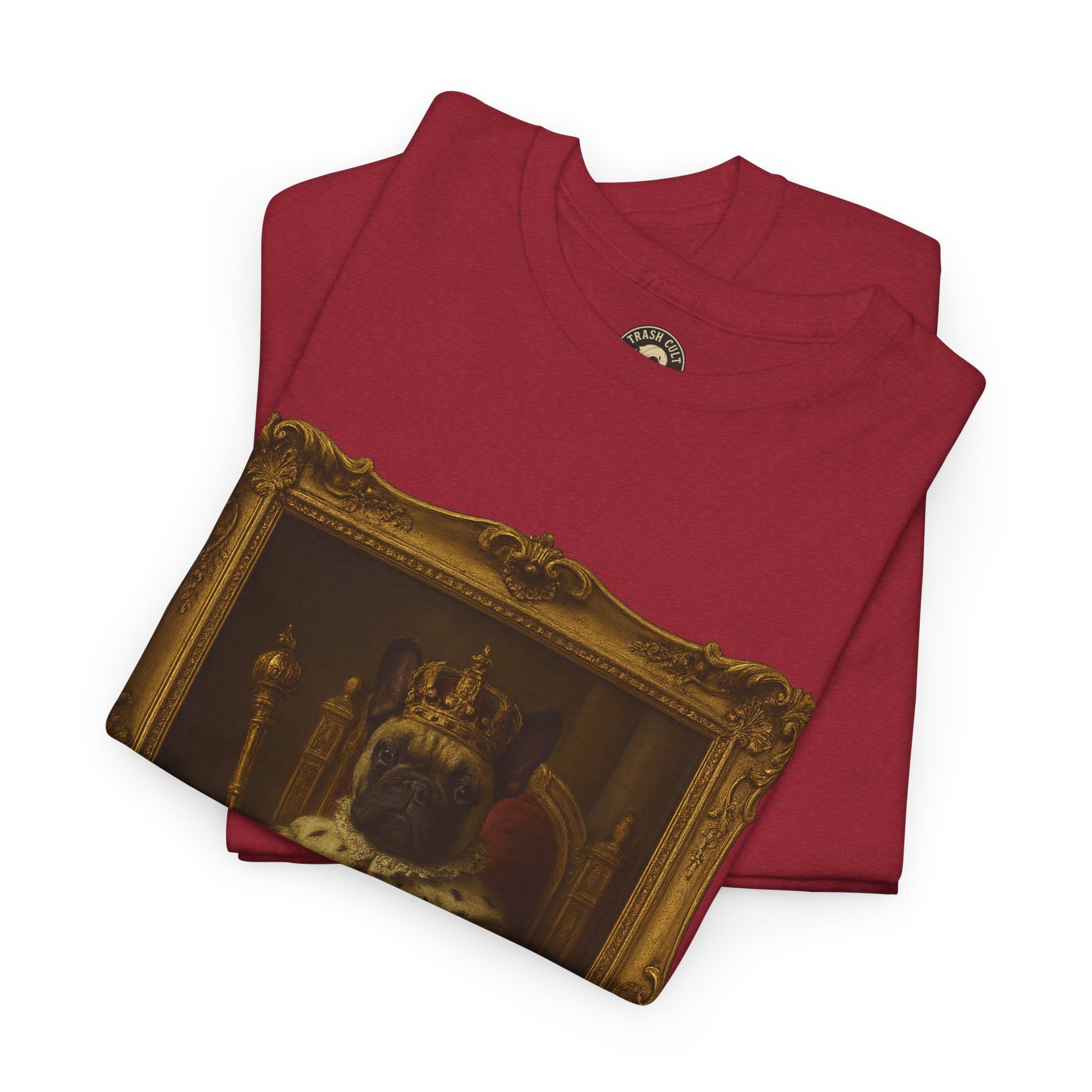 French Bulldog King Baroque Portrait Shirt – Funny Royal Dog Tee – Gildan 5000 Unisex Heavy Cotton
