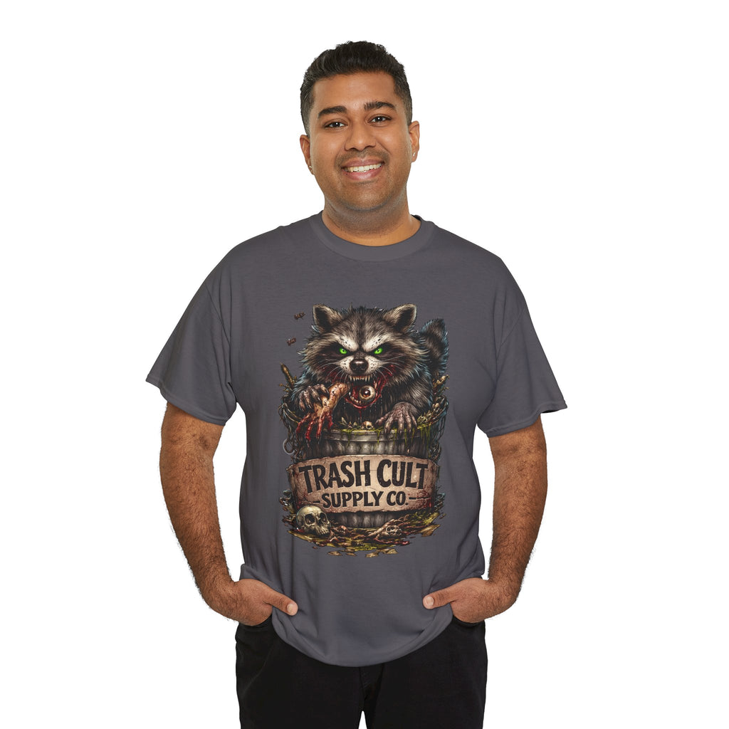 Raccoon 'Trash Cult Supply Co.' Graphic Tee — Vintage Grunge Animal Streetwear