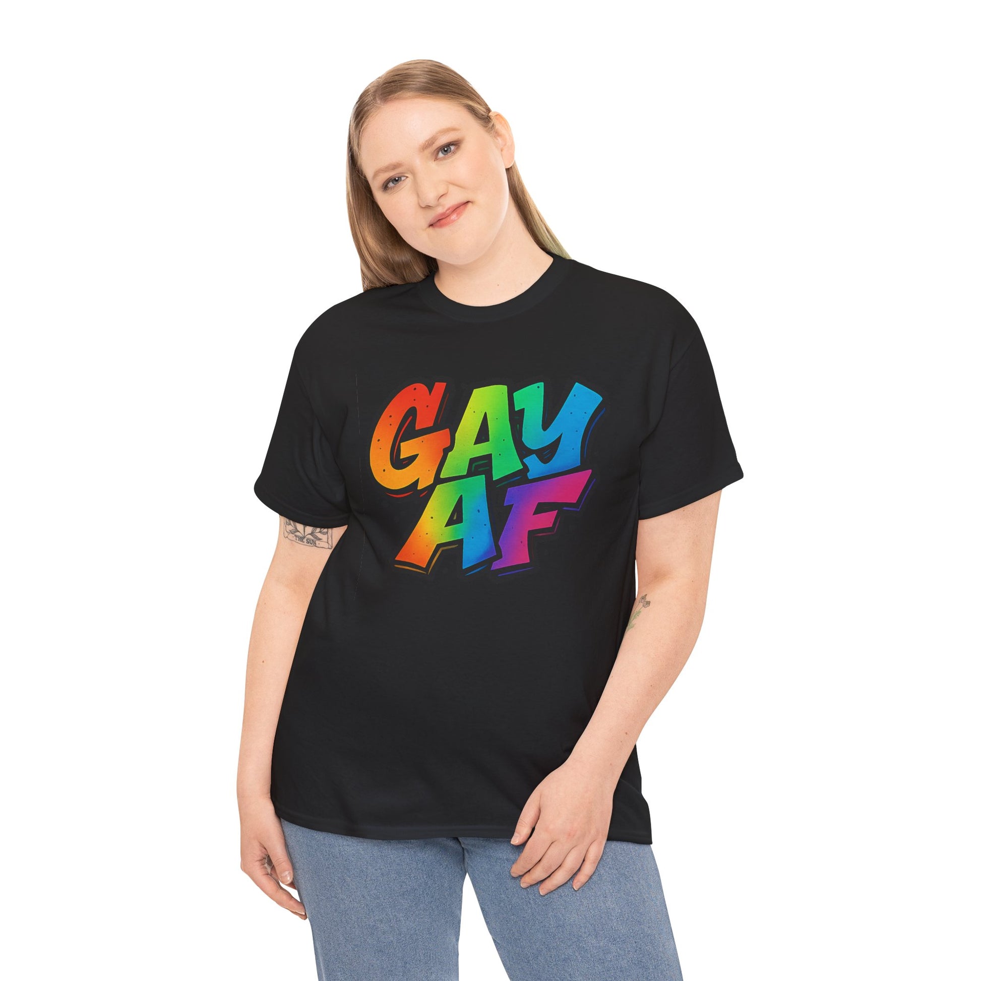 Pride Graphic Tee, Vibrant Gay AF Cotton T-Shirt, LGBTQ+ Celebration Wear, Fun Gift for Friends, Festival Fashion