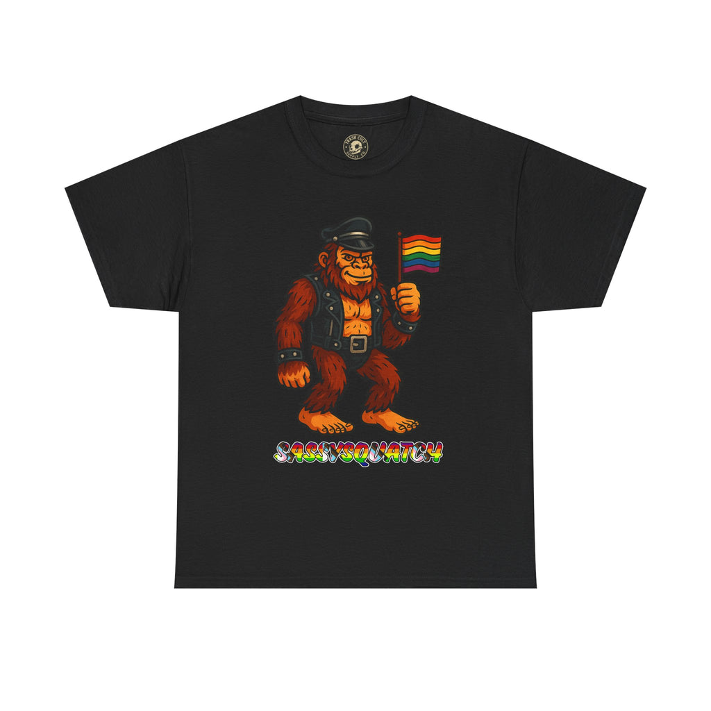 Sassysquatch Graphic Tee – Funny Bigfoot Pride Shirt – LGBTQ Leather Bear T-Shirt – Gildan 5000 Unisex Cotton Tee