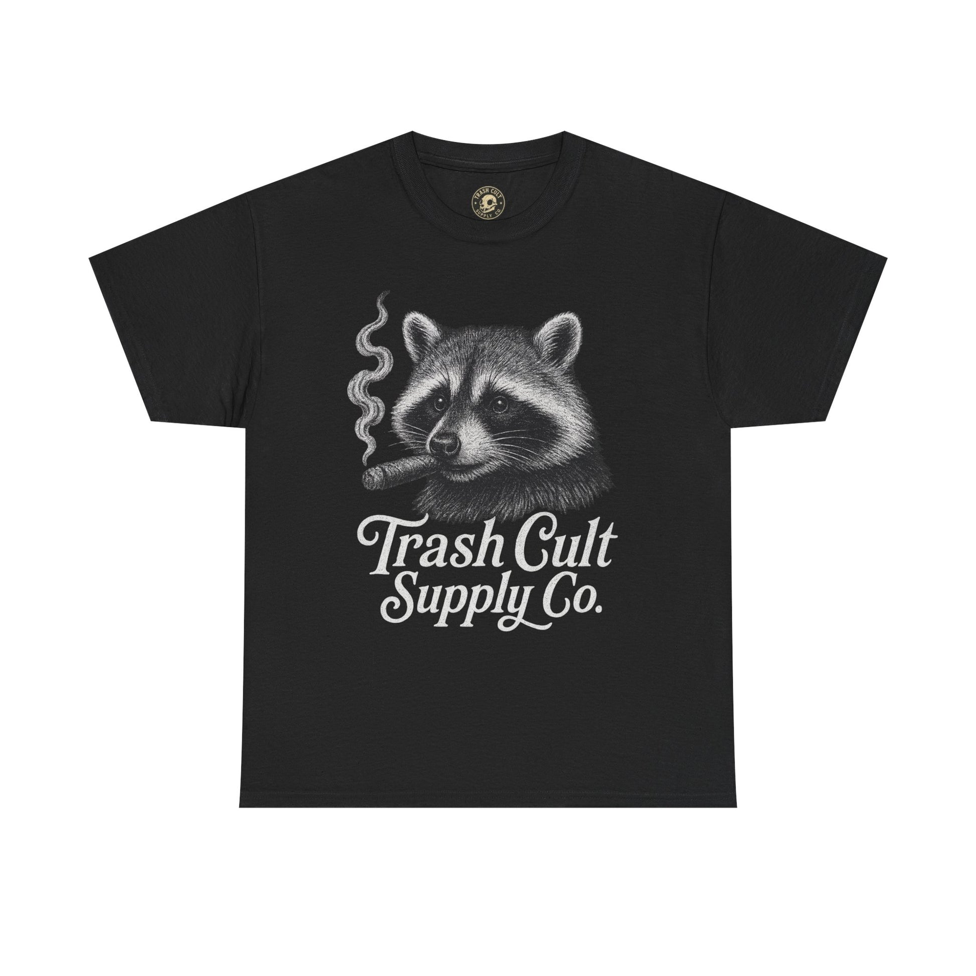 Monochrome Raccoon Cigar Shirt – Trash Cult Supply Co. | Gildan 5000 Tee