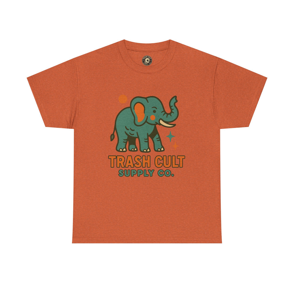 Trash Cult Elephant Unisex Heavy Cotton Tee, Eco-Friendly Shirt, Cool Casual Tee, Gift for Animal Lovers, Vintage Style T-Shirt
