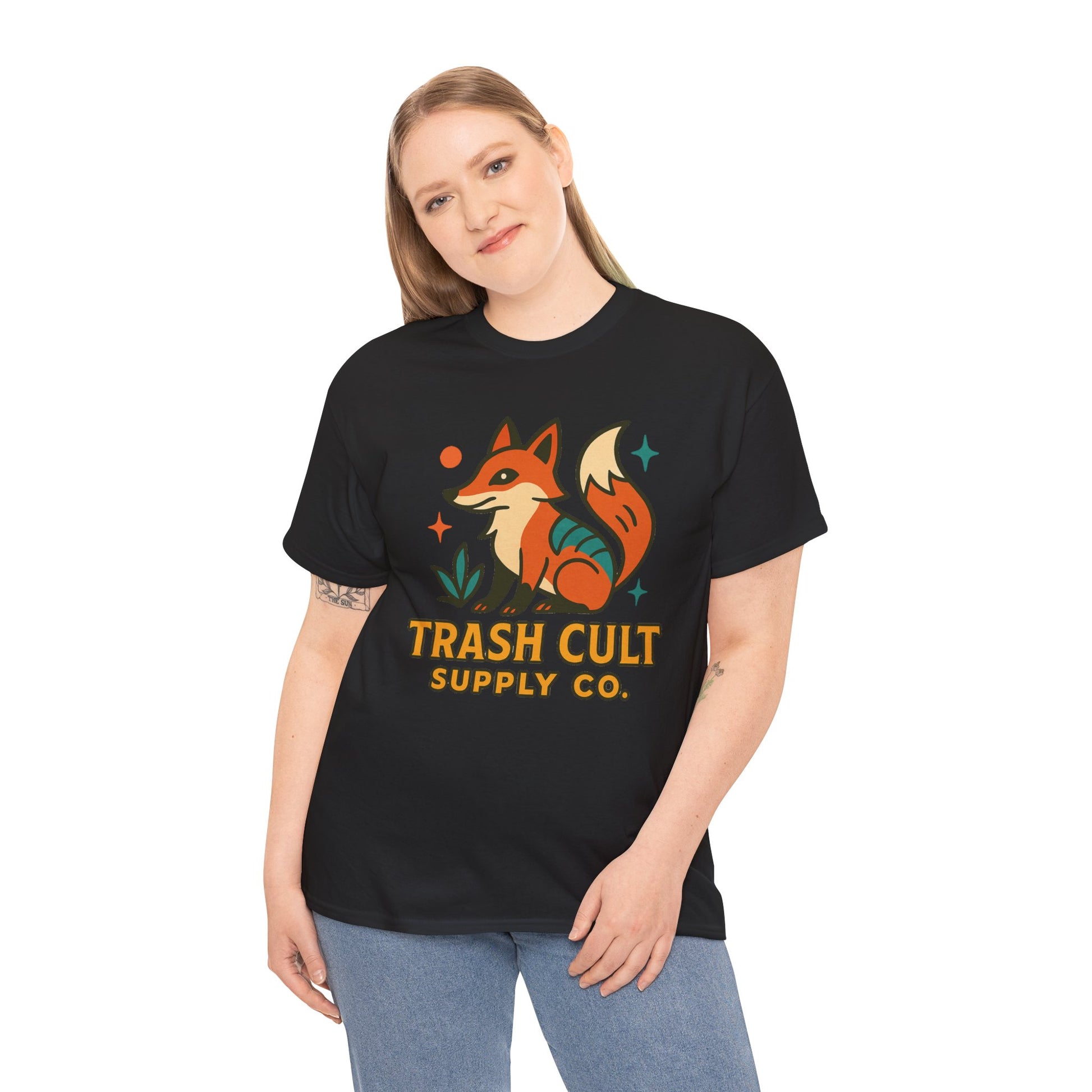 Trash Cult Fox Unisex Heavy Cotton Tee - Eco-Friendly Fashion Statement, Perfect for Nature Lovers, Casual Wear, Gifts, and Festivals