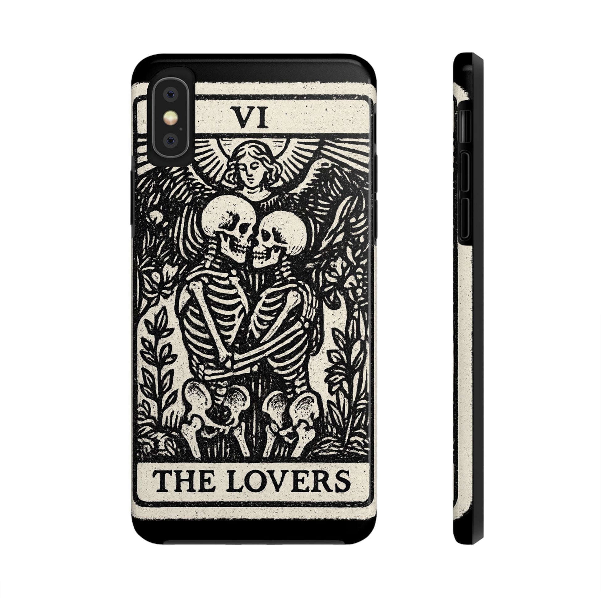 Tough Phone Case with Skeleton Lovers Design, Gothic Phone Cover, Unique Couples Gift, Halloween Accessory, Edgy Tech Design