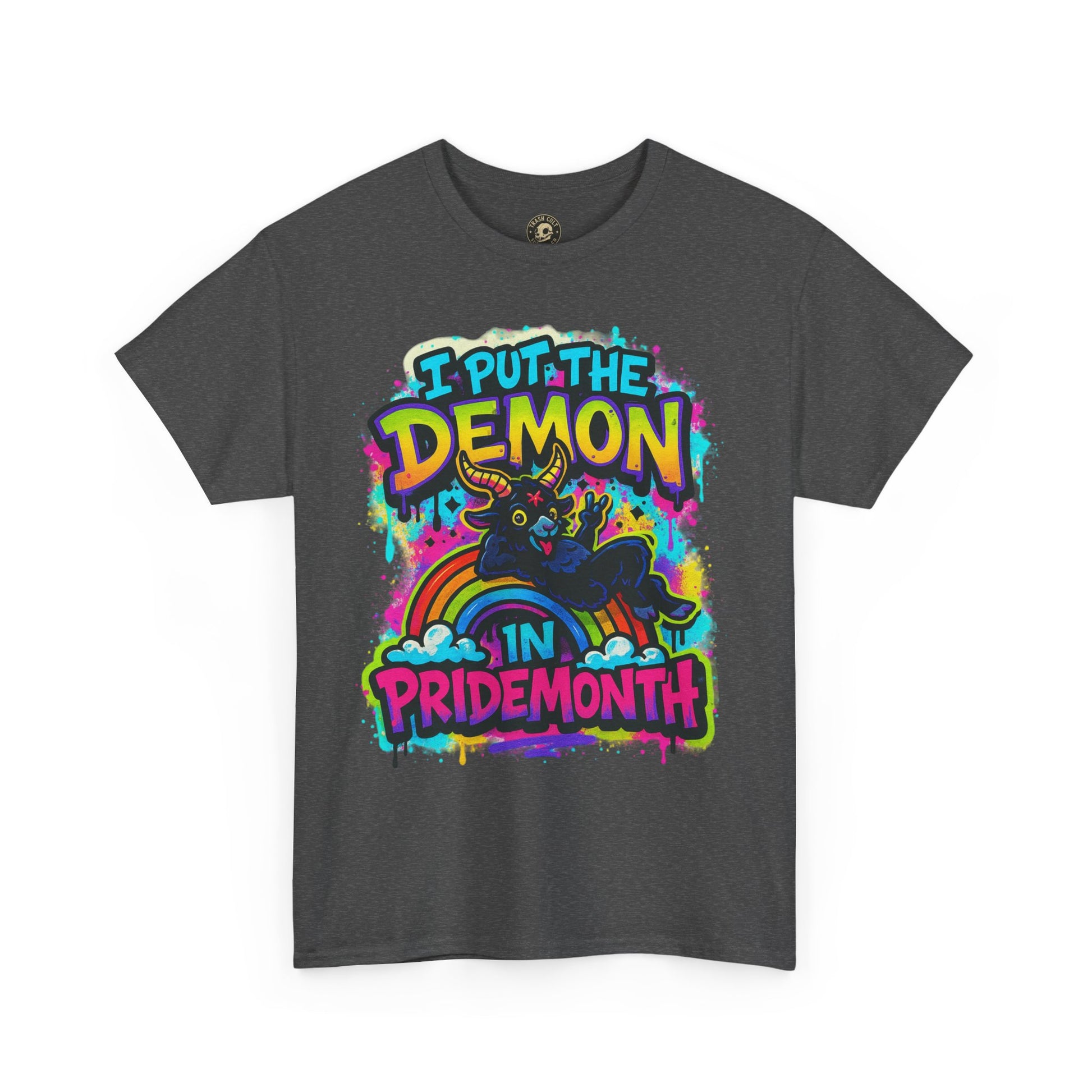 Pride Month Unisex Tee - I Put the Demon in Pride Month, LGBTQ+ Apparel, Rainbow Shirt, Festival Wear, Gift for Allies & Activists
