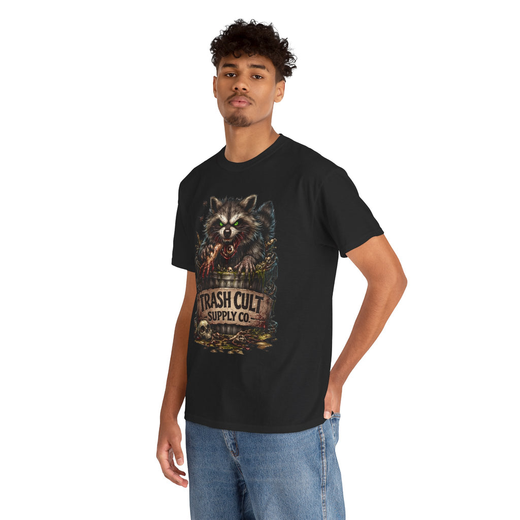 Raccoon 'Trash Cult Supply Co.' Graphic Tee — Vintage Grunge Animal Streetwear