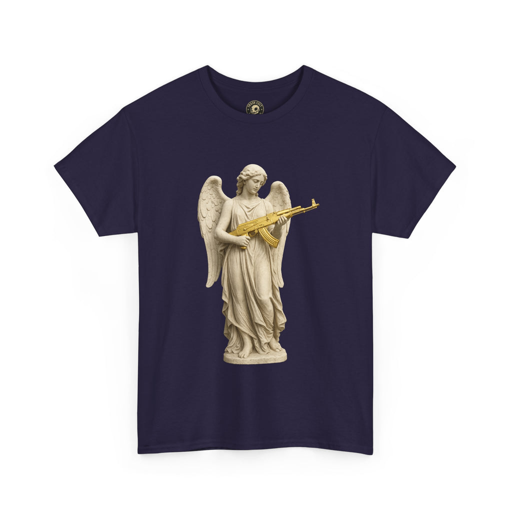 Marble Angel with Gold AK-47 T-Shirt – Gildan 5000 Divine Chaos Tee