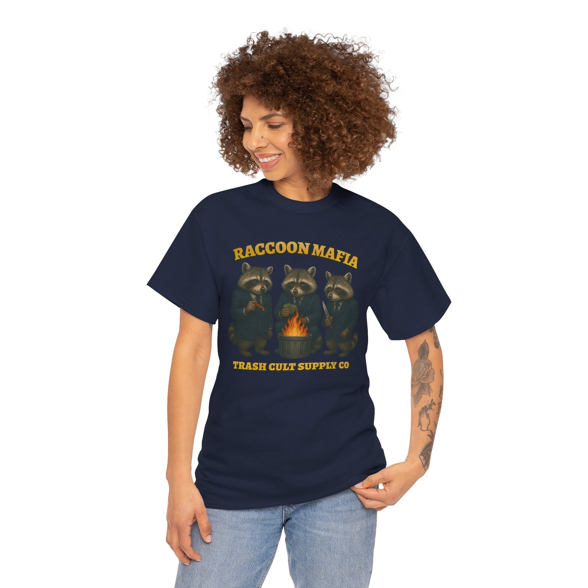 Raccoon Mafia T-Shirt – Realistic Gangster Raccoons in Suits | Trash Cult Supply Co | Gildan 5000