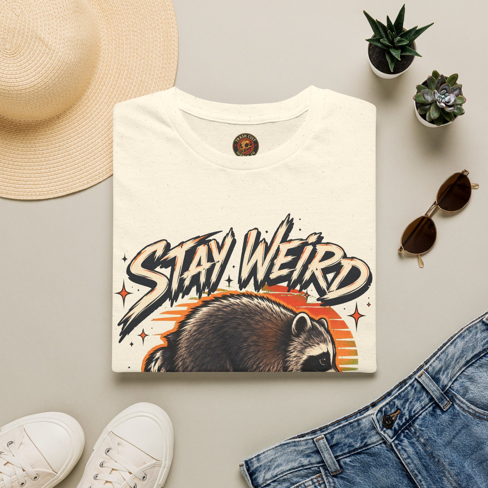 Stay Weird Raccoon Jimothy T-Shirt — Vintage Graphic Tee