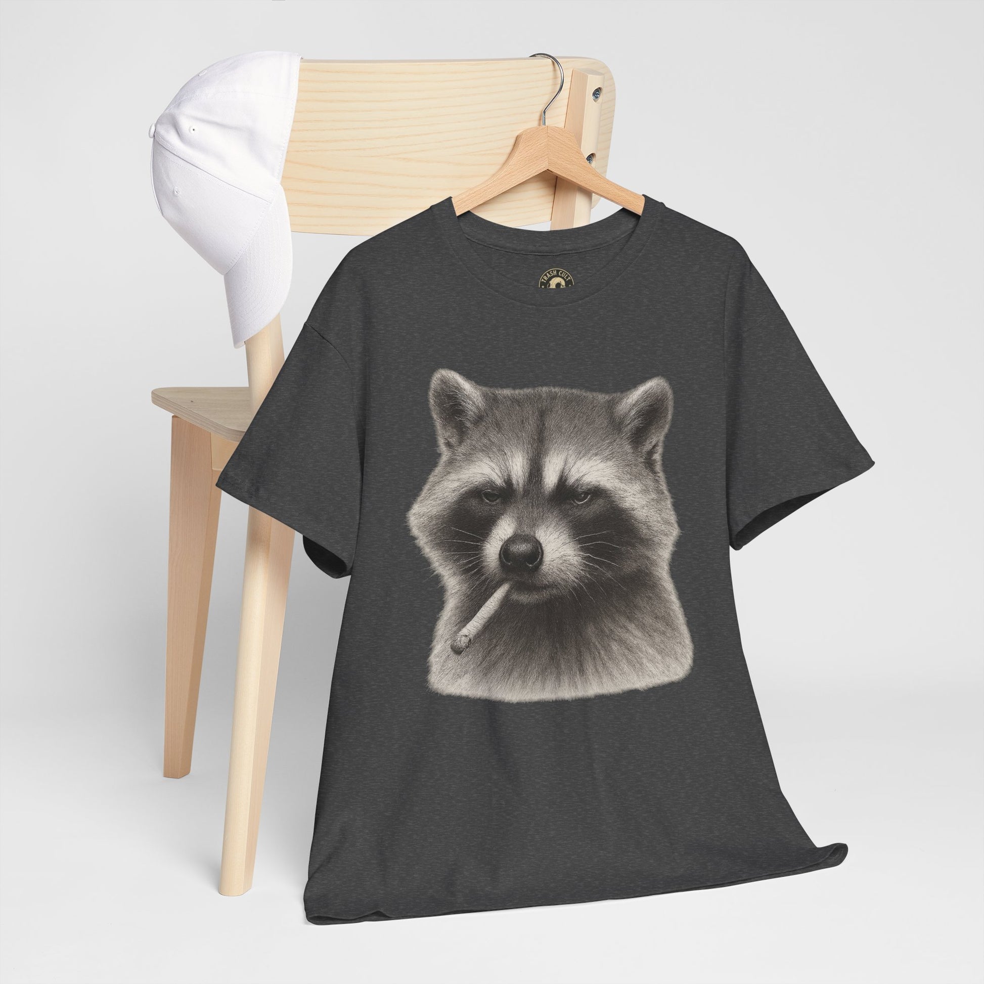 Dirty Harry Raccoon Halftone Shirt – Soft Grit Aesthetic, Smoking Trash Panda Graphic Tee