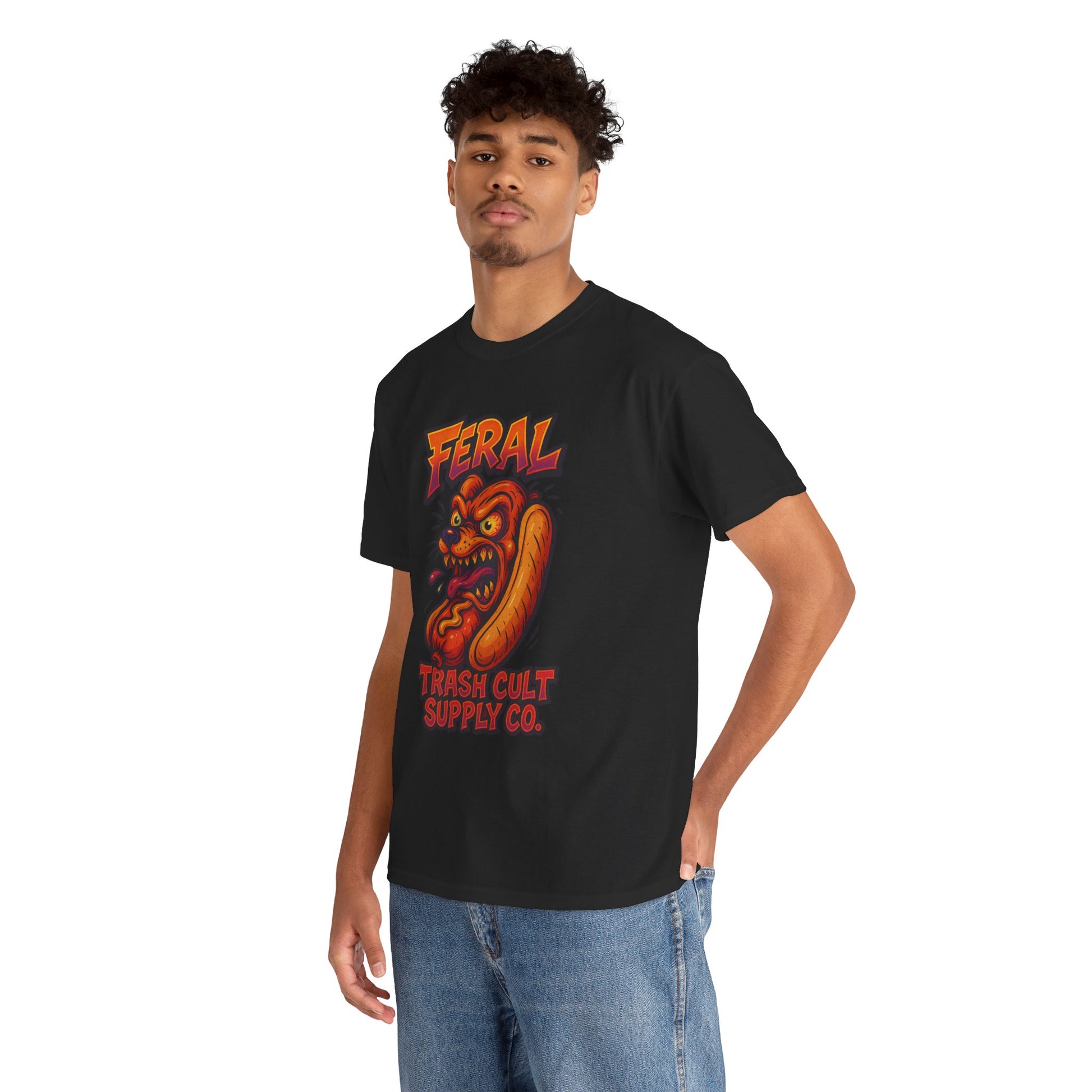 Feral Hot Dog Shirt – Bold Trashcore Art Tee | Trash Cult Supply Co | Gildan 5000 Unisex Fit