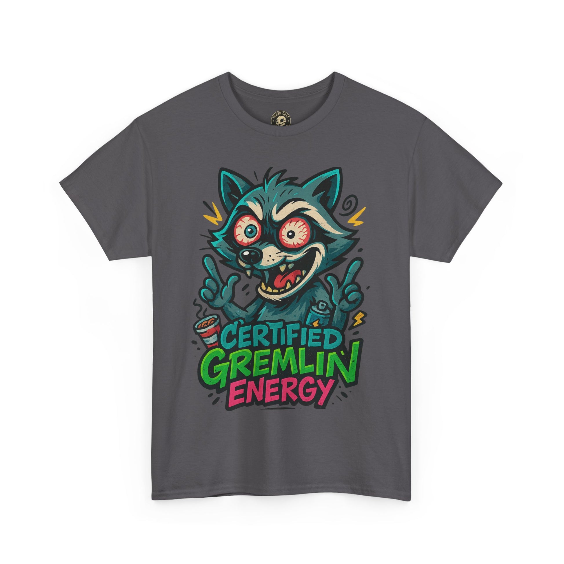 Certified Gremlin Energy Tee – ADHD Raccoon Shirt, Funny Unisex T-Shirt, Graffiti Style Gift for Goblins & Night Owls