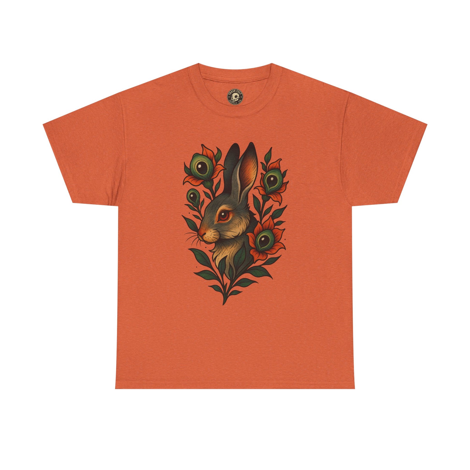 Whimsical Rabbit Floral Tee, Nature Lover Gift, Casual Wear, Eco-Friendly Fashion, Unique Graphic T-Shirt, Year-Round Style