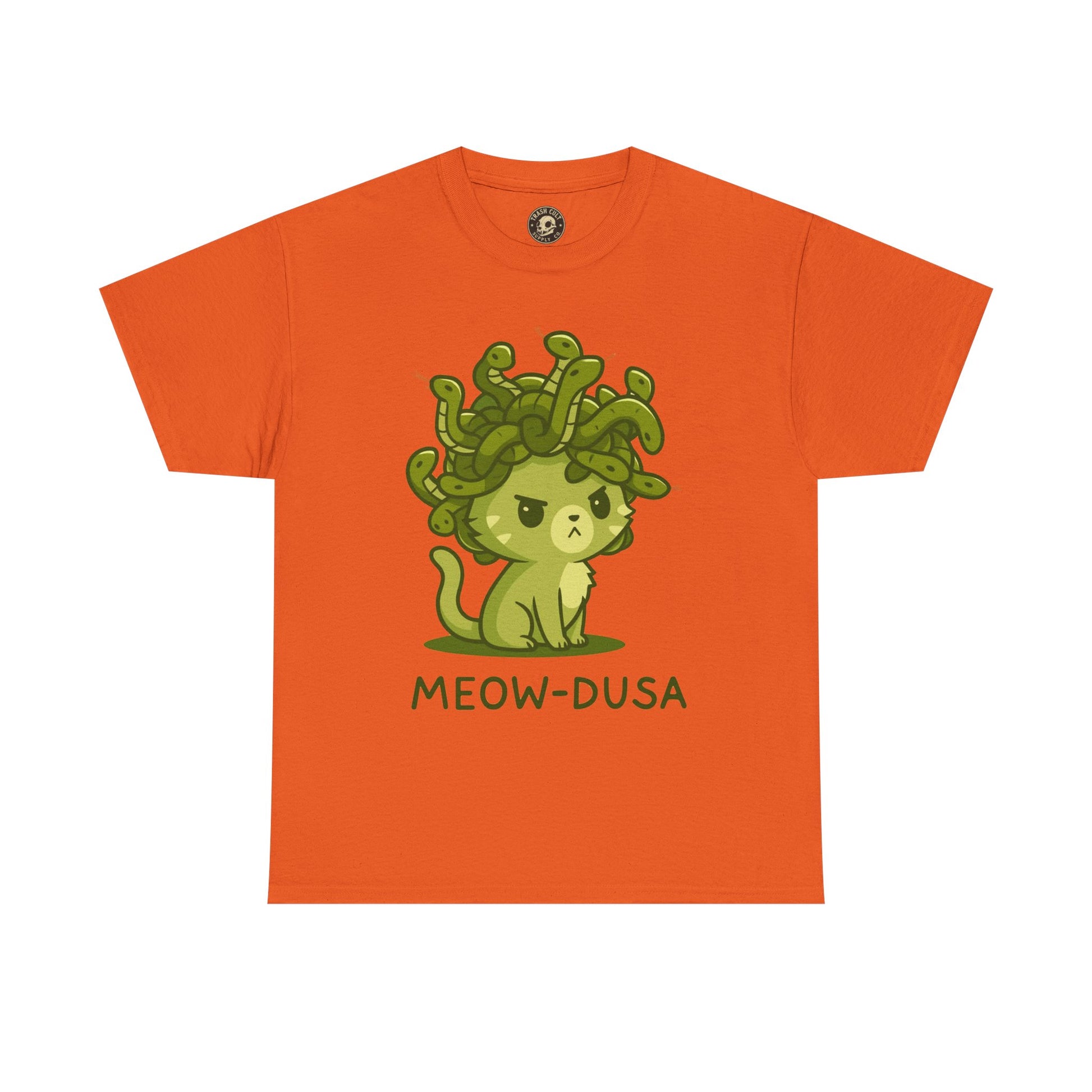 Meow-dusa Funny Cat Medusa T-Shirt – Gildan 5000 Heavy Cotton Tee