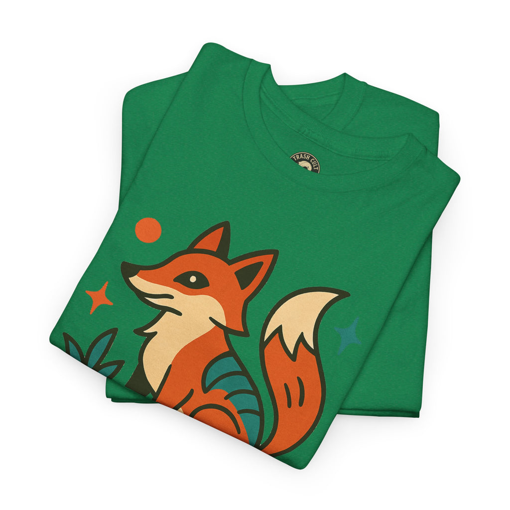 Trash Cult Fox Unisex Heavy Cotton Tee - Eco-Friendly Fashion Statement, Perfect for Nature Lovers, Casual Wear, Gifts, and Festivals