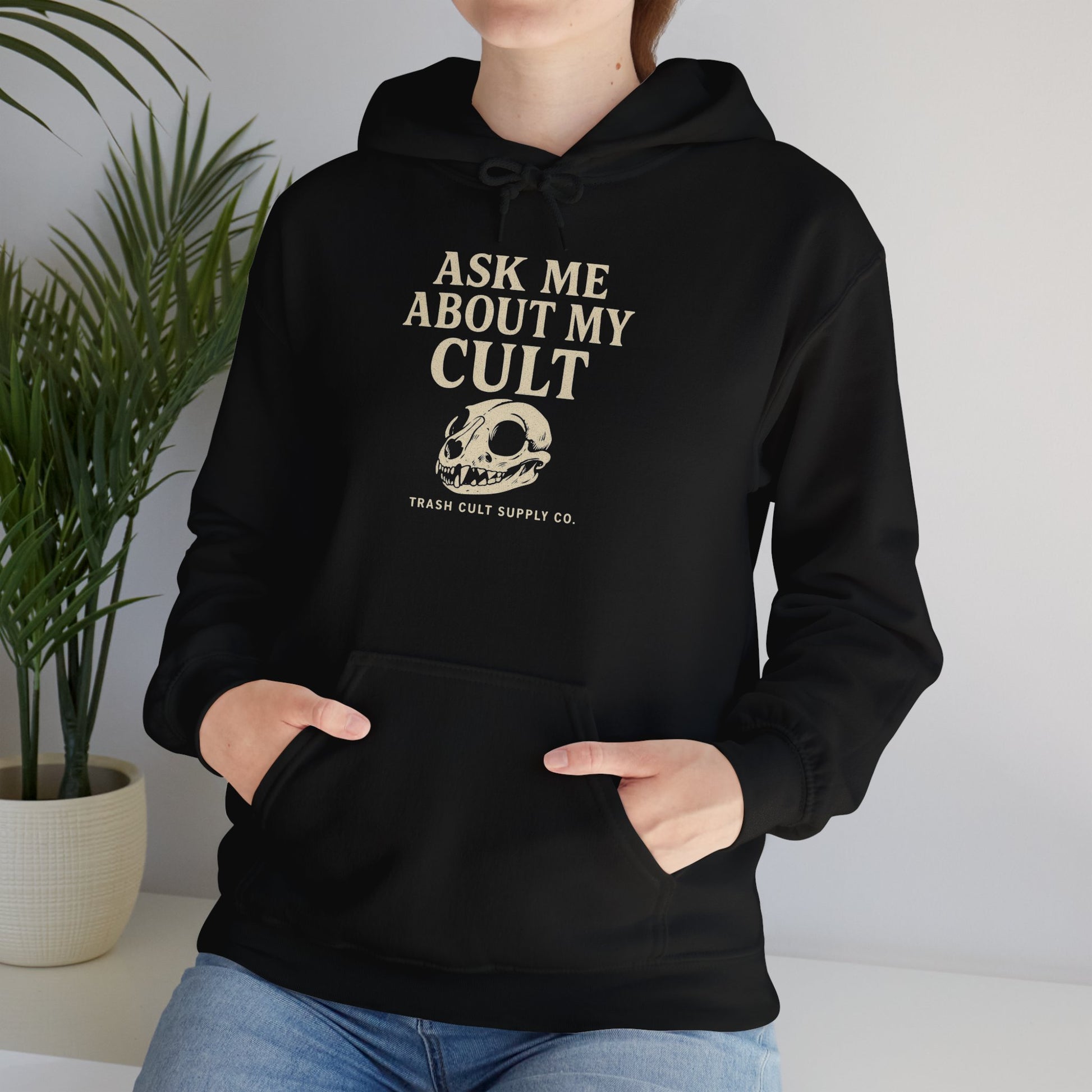 Gothic Cult Hoodie – Unisex Heavy Blend™ Sweatshirt, Perfect for Halloween, Alternative Fashion, Streetwear, Gift for Friends
