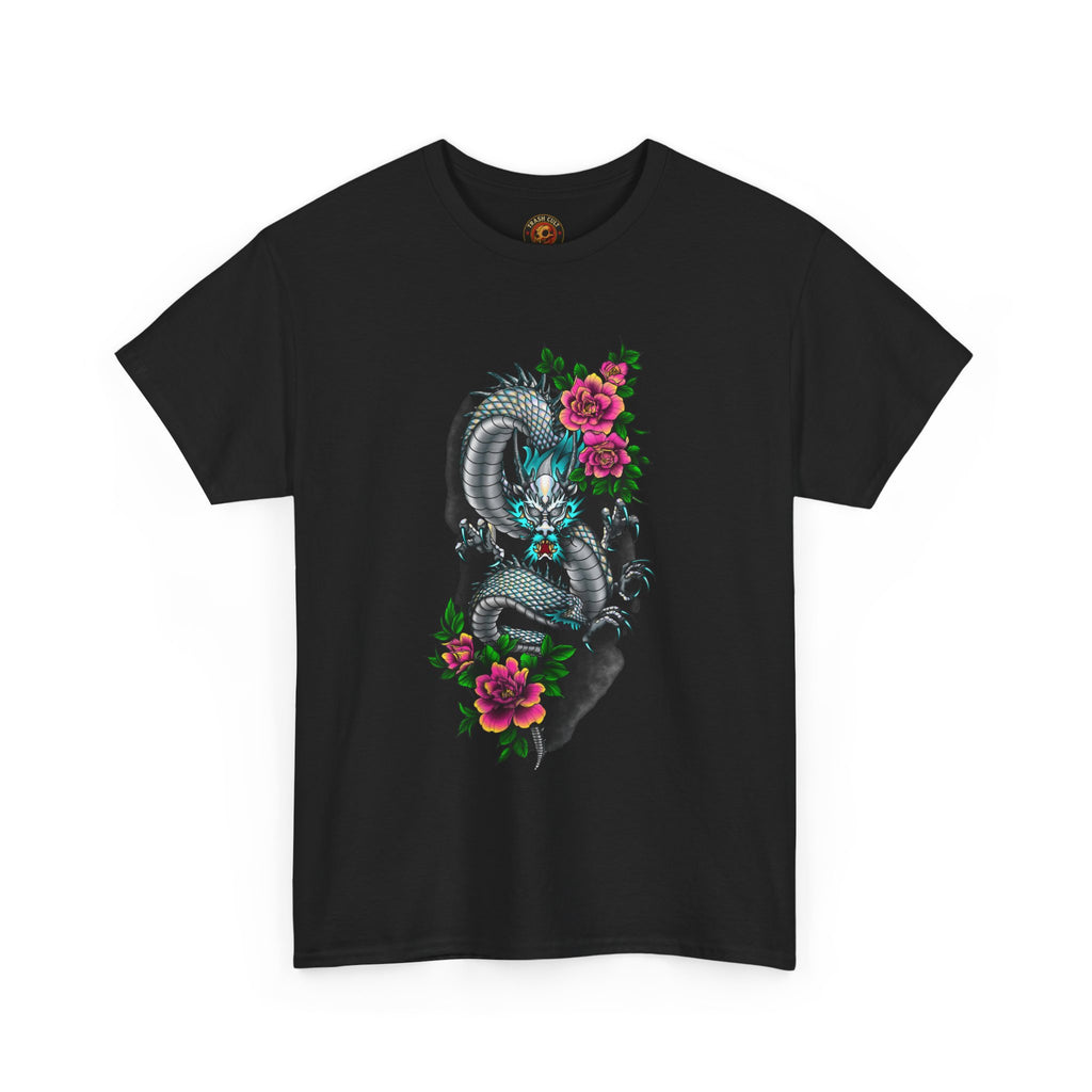 Mythic Dragon & Peonies Tattoo T-Shirt – Lara Davenport x Trash Cult Supply Co. Collab (Gildan 5000)