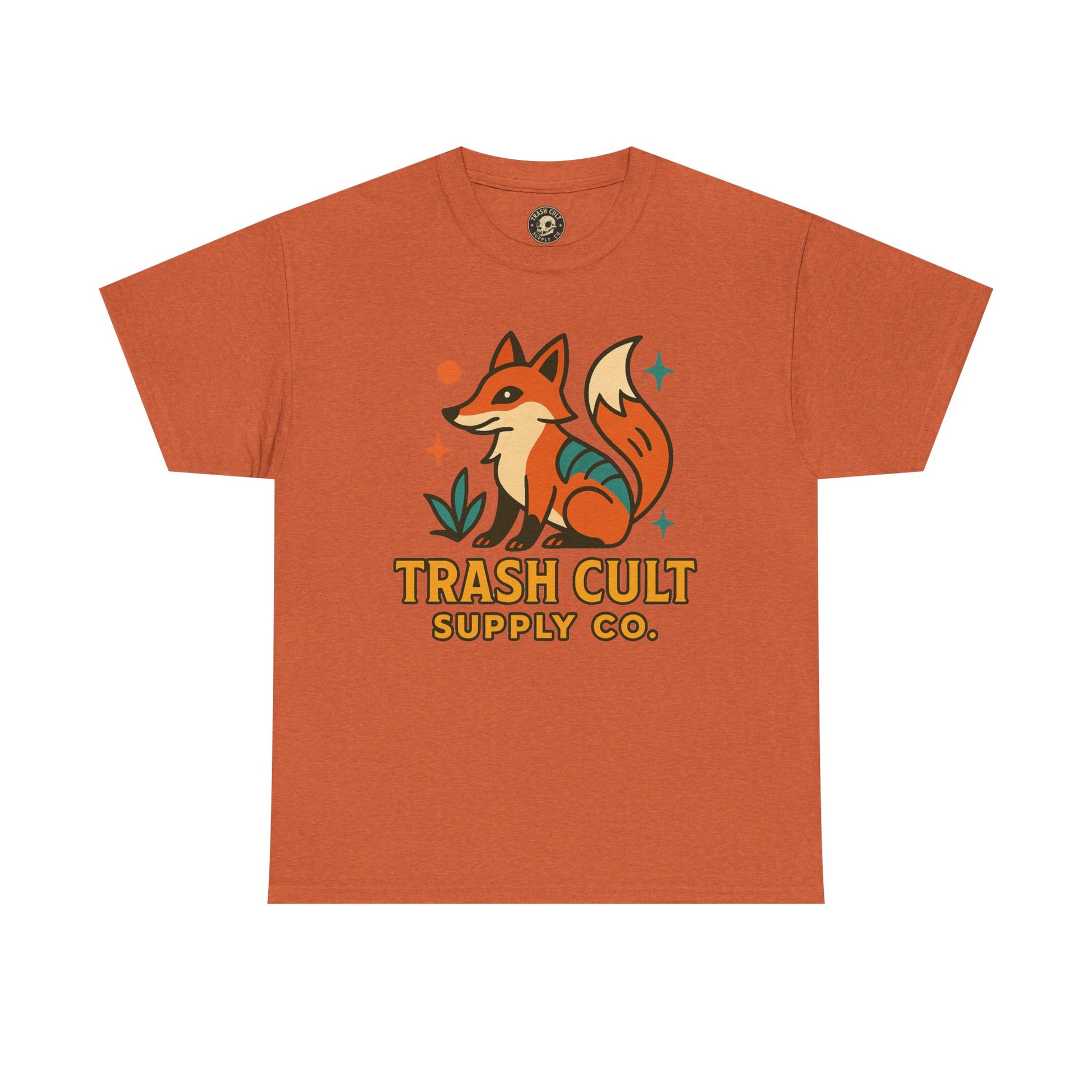 Trash Cult Fox Unisex Heavy Cotton Tee - Eco-Friendly Fashion Statement, Perfect for Nature Lovers, Casual Wear, Gifts, and Festivals