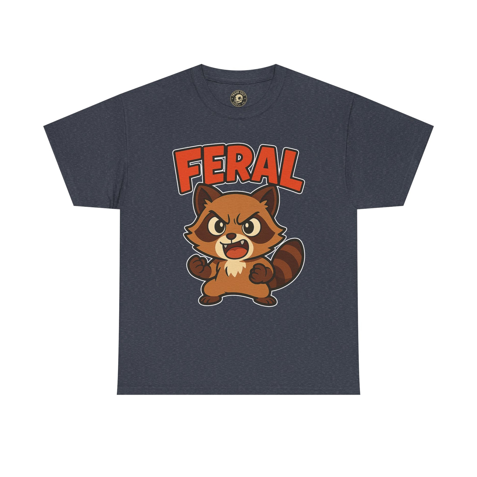 Feral Cartoon Tee - Unisex Heavy Cotton Shirt, Cute Graphic, Animal Lovers Gift, Casual Wear, Fun T-Shirt for Kids & Adults