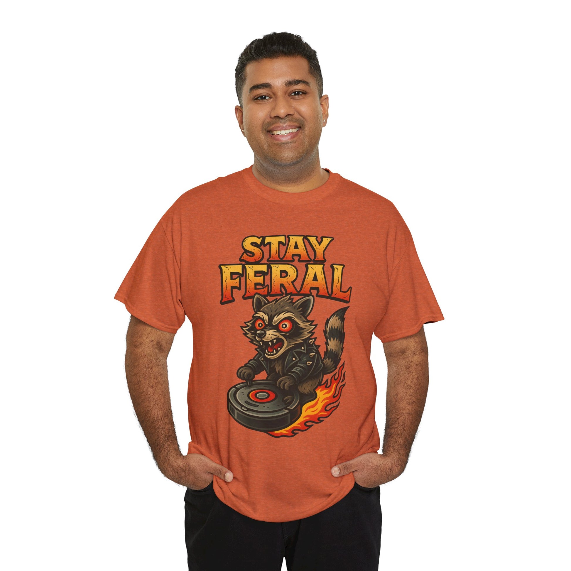 Stay Feral Roomba Raccoon T-Shirt – Bold New School Tattoo Style | Trash Cult Supply Co