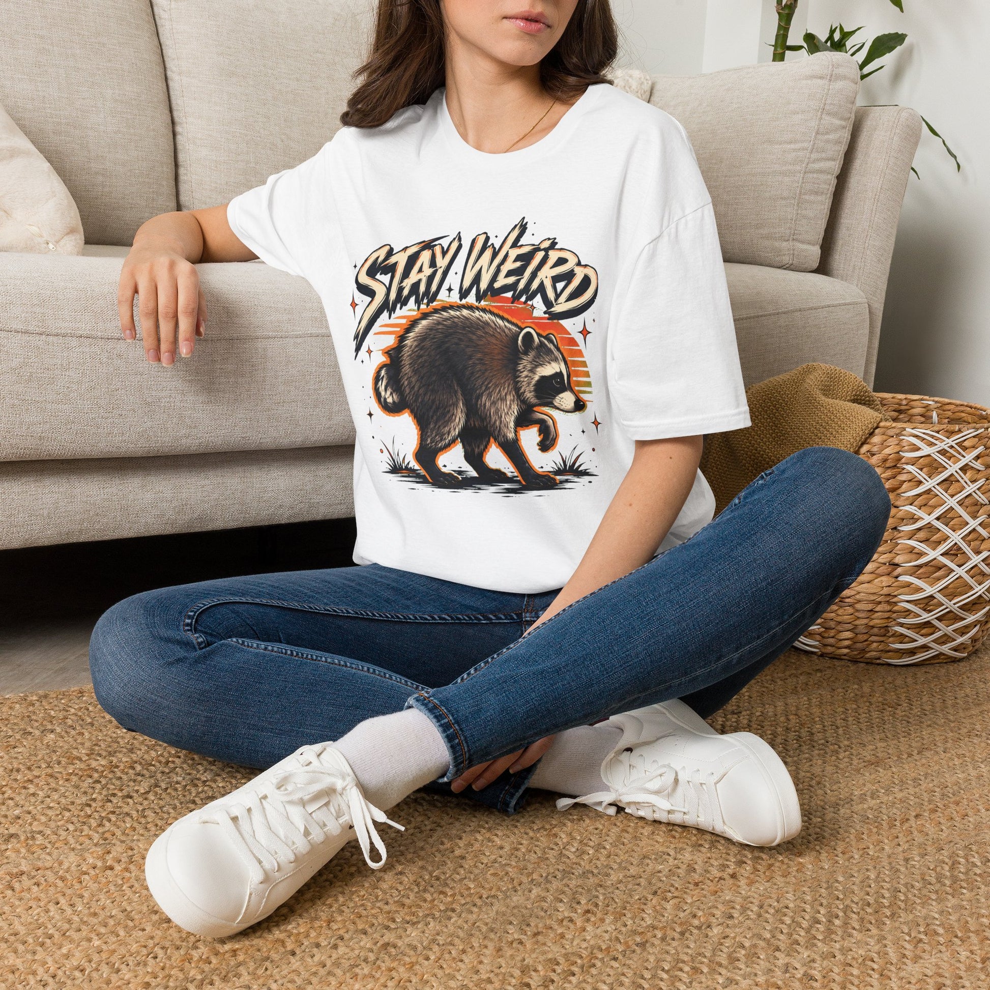 Stay Weird Raccoon Jimothy T-Shirt — Vintage Graphic Tee