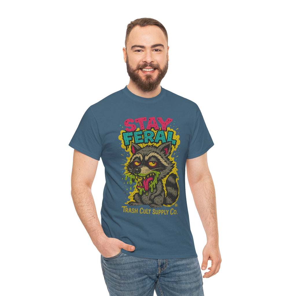Stay Feral Raccoon Lowbrow Tee – Trash Cult Supply Co. | Gildan 5000