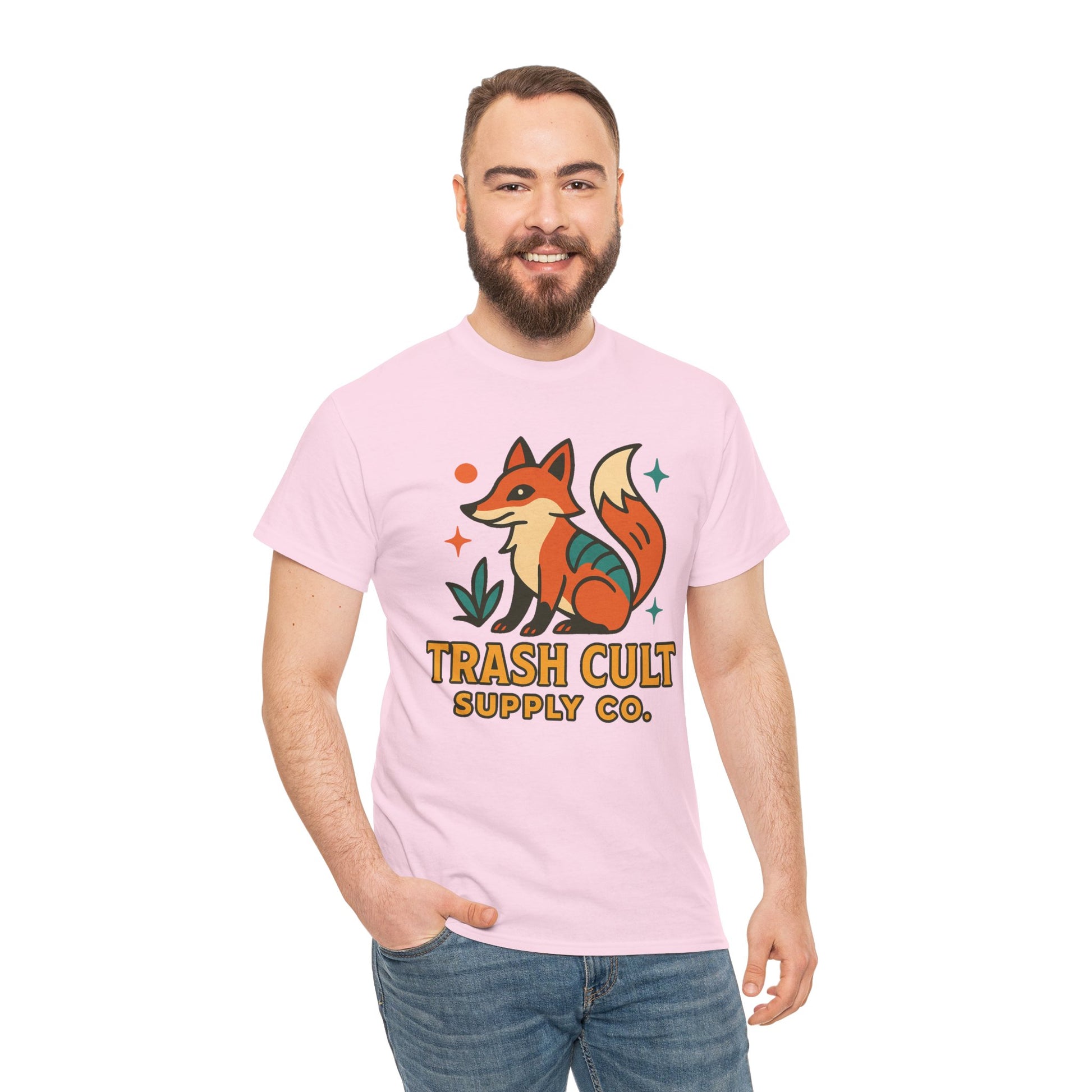 Trash Cult Fox Unisex Heavy Cotton Tee - Eco-Friendly Fashion Statement, Perfect for Nature Lovers, Casual Wear, Gifts, and Festivals