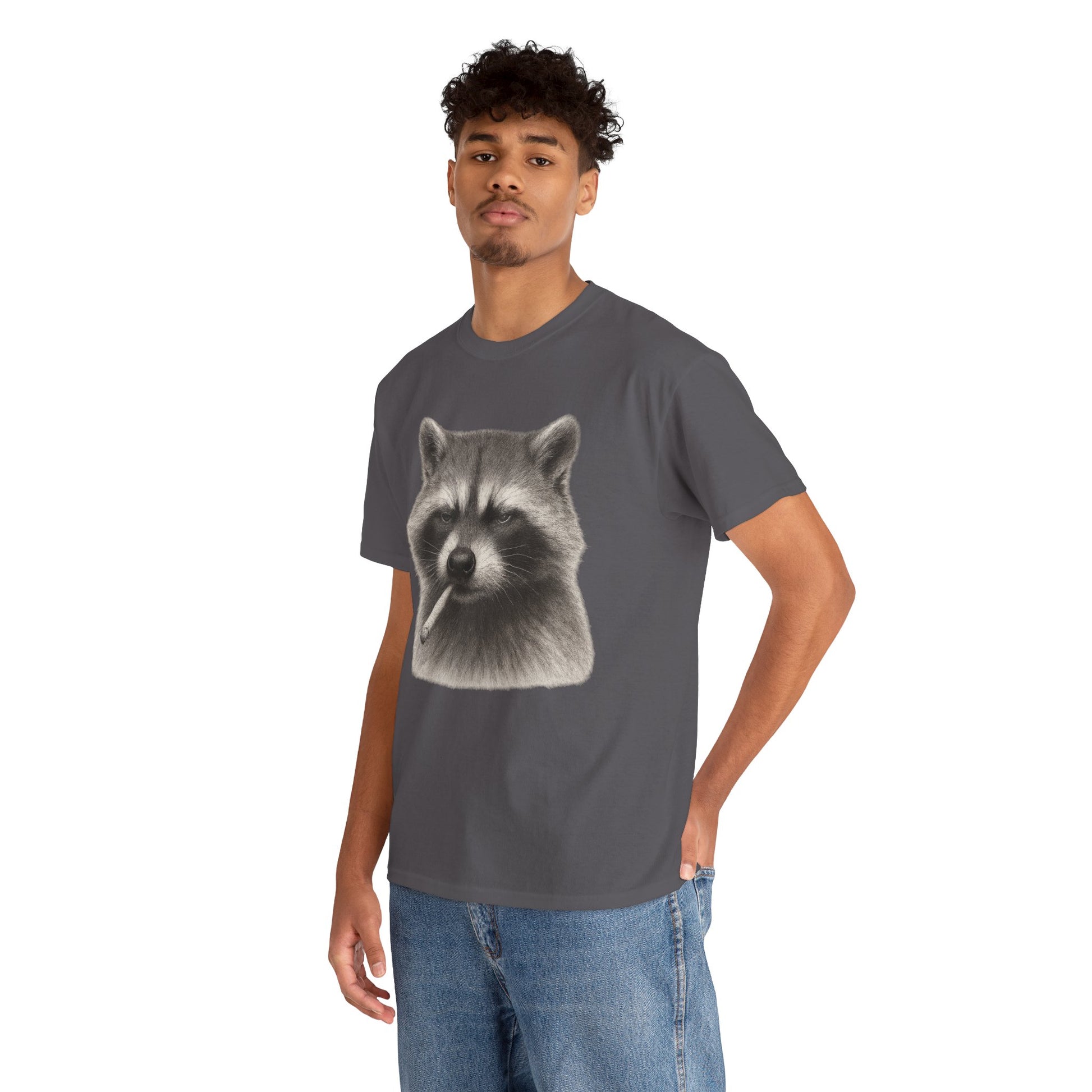 Dirty Harry Raccoon Halftone Shirt – Soft Grit Aesthetic, Smoking Trash Panda Graphic Tee