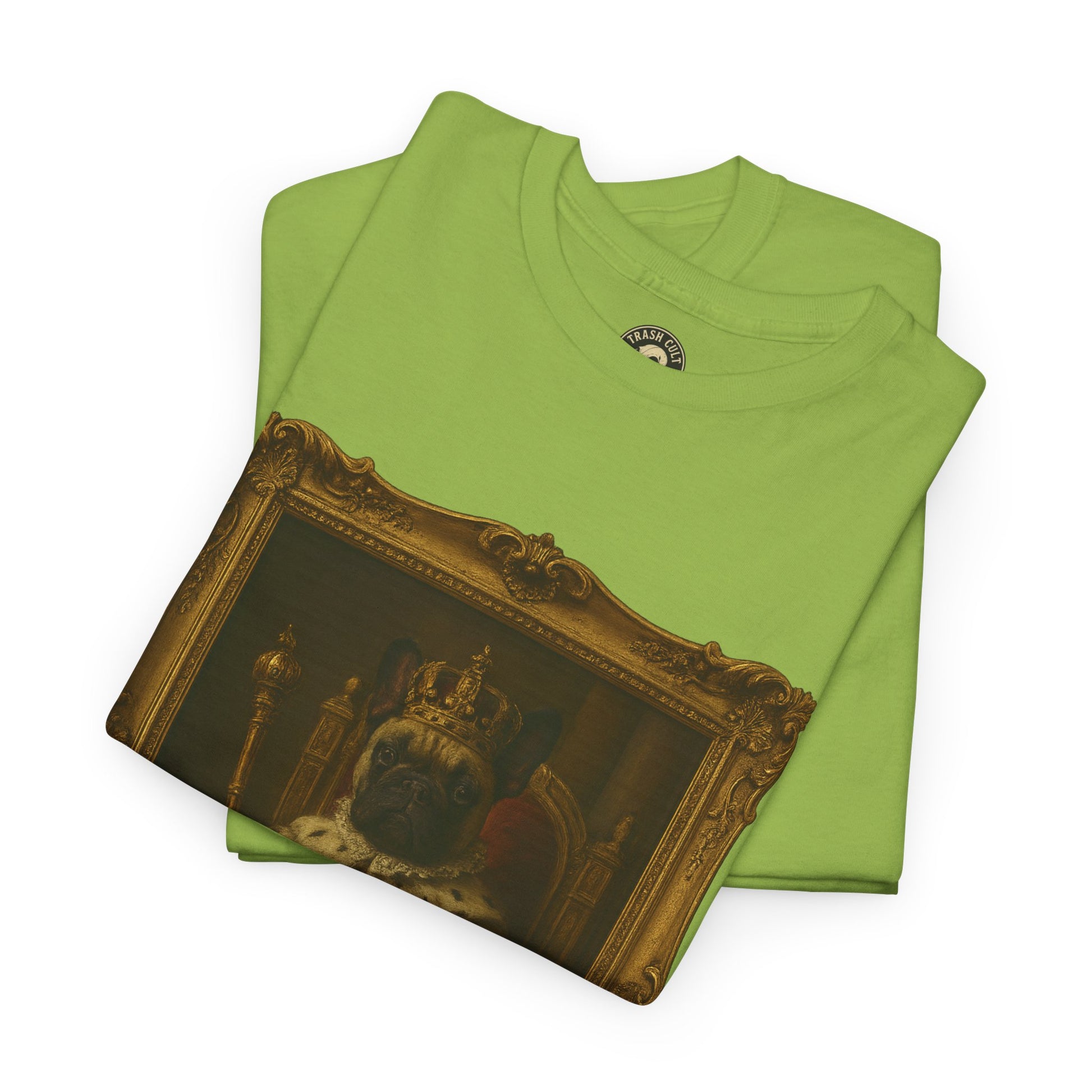 French Bulldog King Baroque Portrait Shirt – Funny Royal Dog Tee – Gildan 5000 Unisex Heavy Cotton