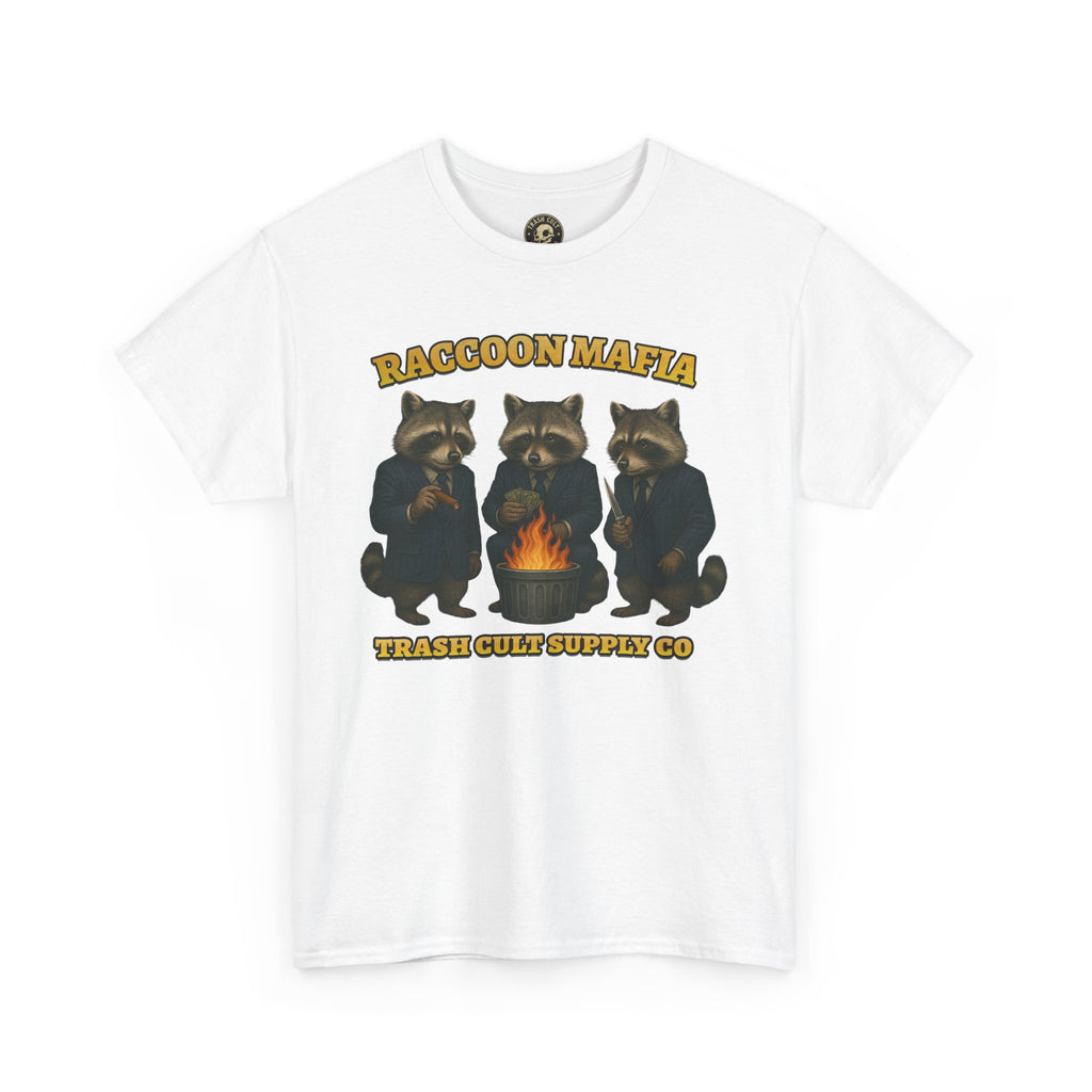 Raccoon Mafia T-Shirt – Realistic Gangster Raccoons in Suits | Trash Cult Supply Co | Gildan 5000