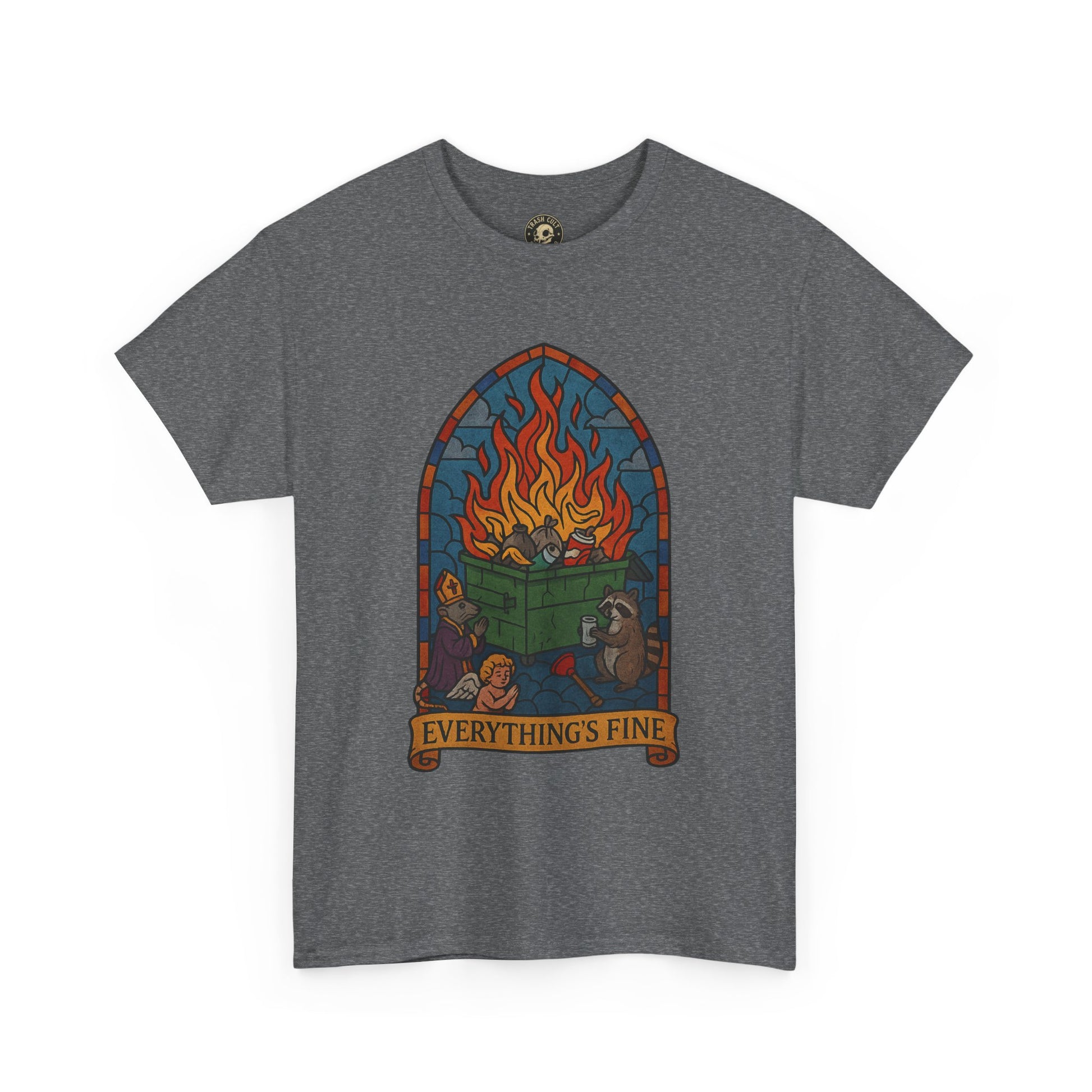 "Everything's Fine" Unisex Heavy Cotton Tee - Casual Wear, Gift for Friends, Home Decor, Everyday Style, Relaxed Fit