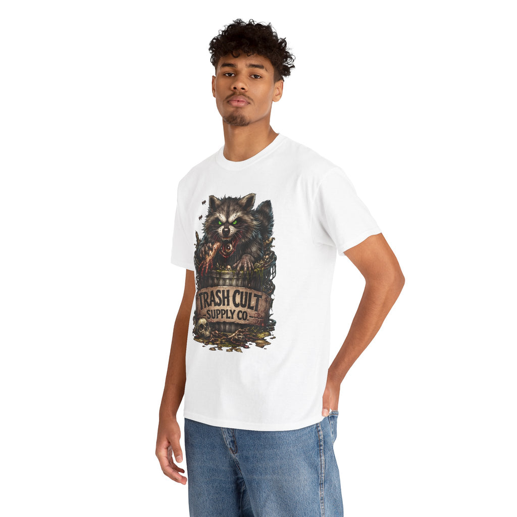 Raccoon 'Trash Cult Supply Co.' Graphic Tee — Vintage Grunge Animal Streetwear