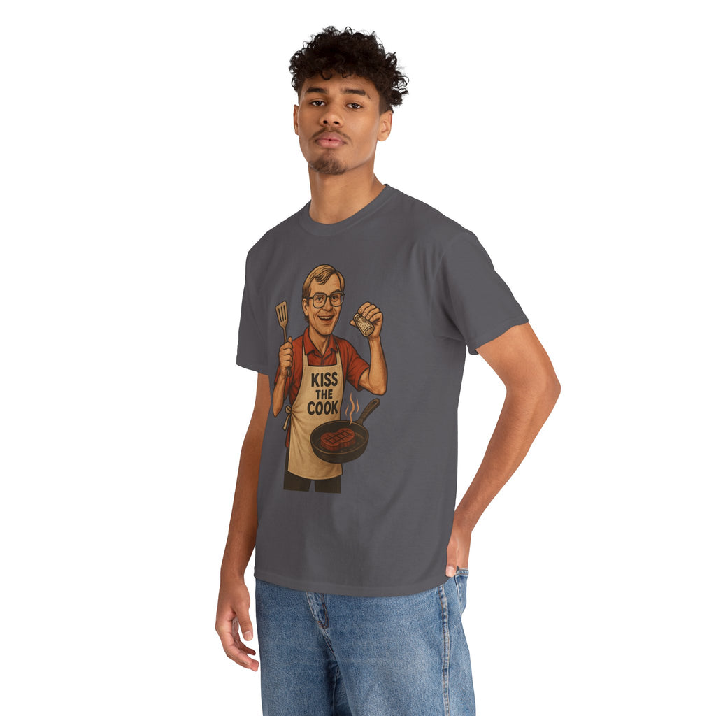Kiss the Cook Dark Humor Chef Shirt – Creepy Retro Kitchen Parody