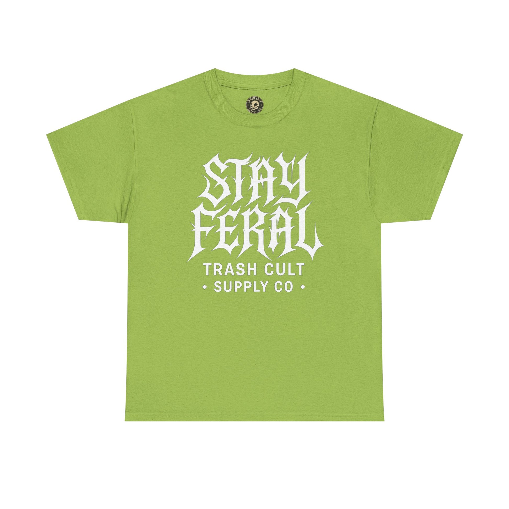 Unisex Heavy Cotton Tee - Stay Feral Graphic Tee, Streetwear Shirt, Gift for Wild Spirits, Eco-Friendly Casualwear, Summer Fashion