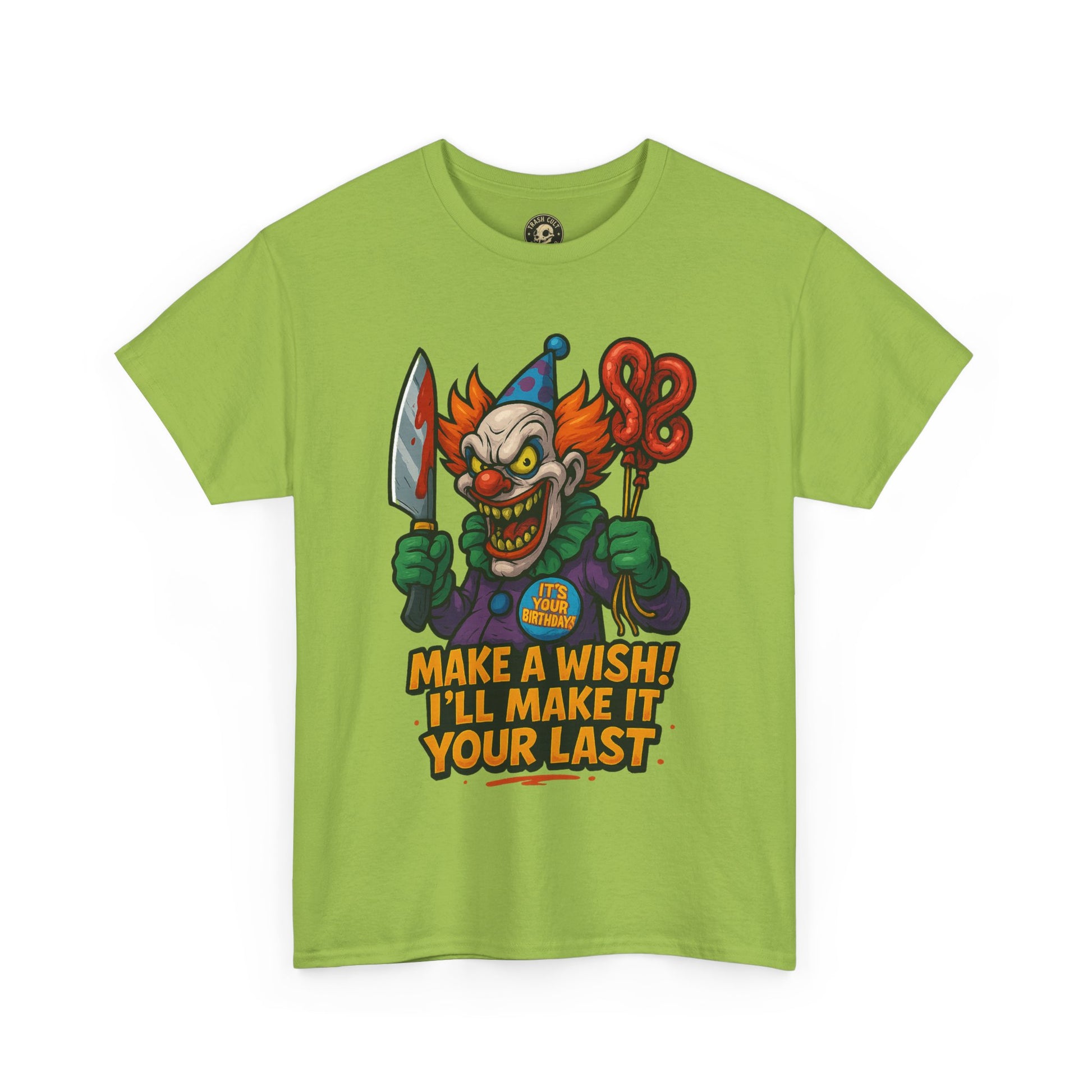 Creepy Clown Tee - Halloween Costume Shirt, Unisex Heavy Cotton Tee, Spooky Graphic Tee, Gag Gift, Horror Fan Apparel
