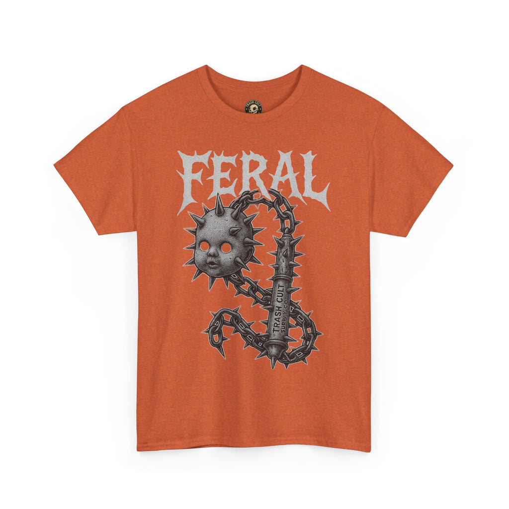 FERAL Spiked Doll Flail Tee – Halftone Gothic Weapon Shirt | Trash Cult Supply Co. | Gildan 5000