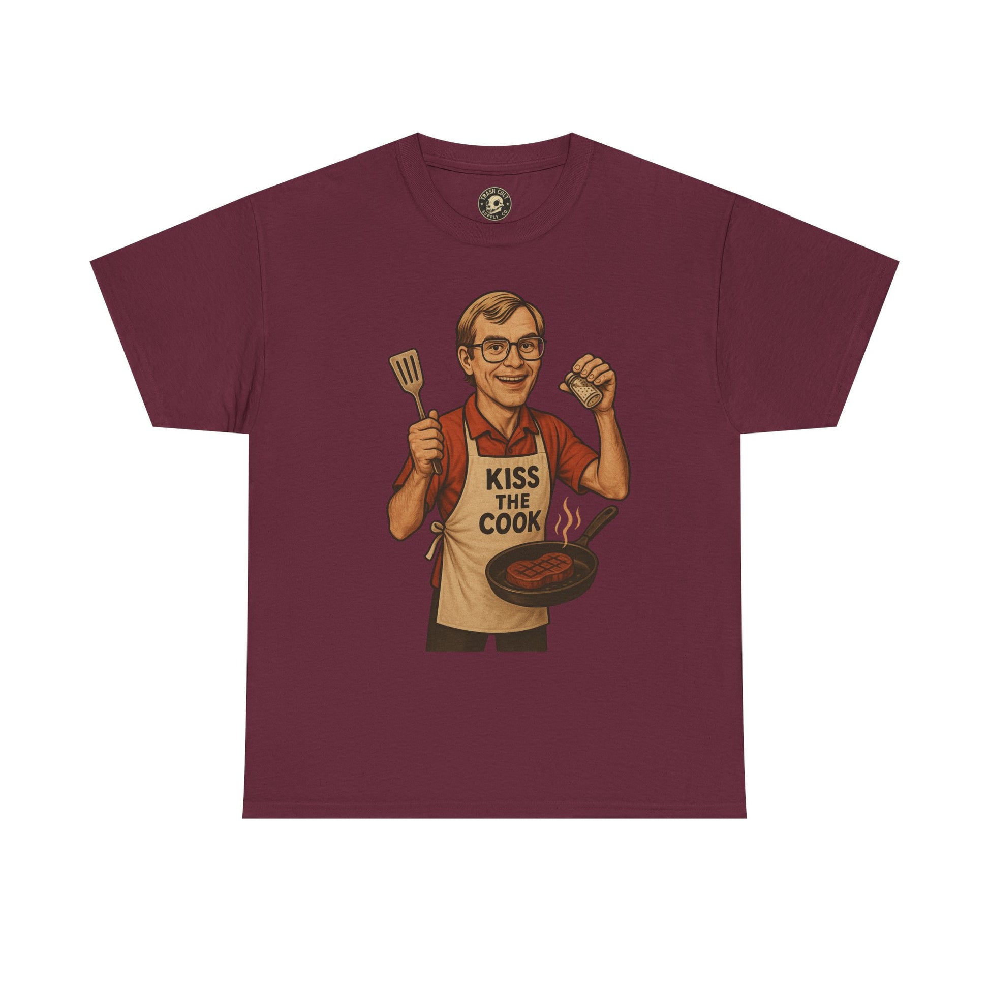 Kiss the Cook Dark Humor Chef Shirt – Creepy Retro Kitchen Parody
