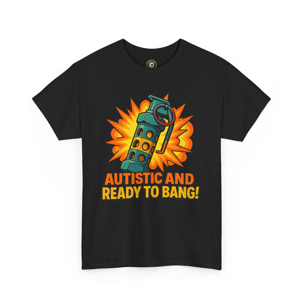 Autistic and Ready to Bang! Unisex Heavy Cotton Tee | Fun Graphic Tee, Autistic Pride, Gift for Autism Awareness, Casual Wear