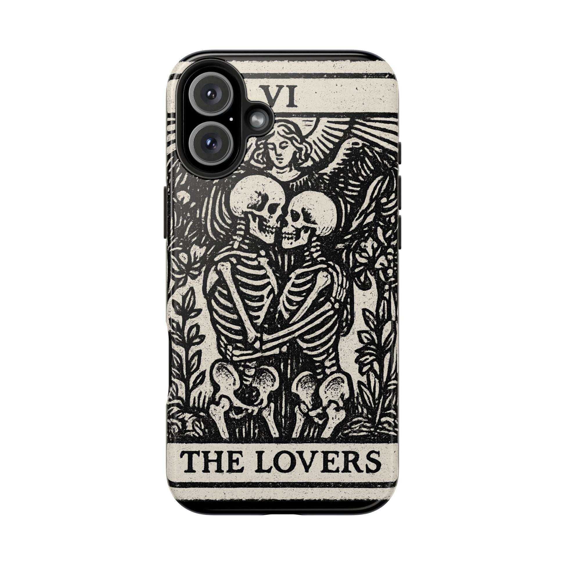 Tough Phone Case with Skeleton Lovers Design, Gothic Phone Cover, Unique Couples Gift, Halloween Accessory, Edgy Tech Design