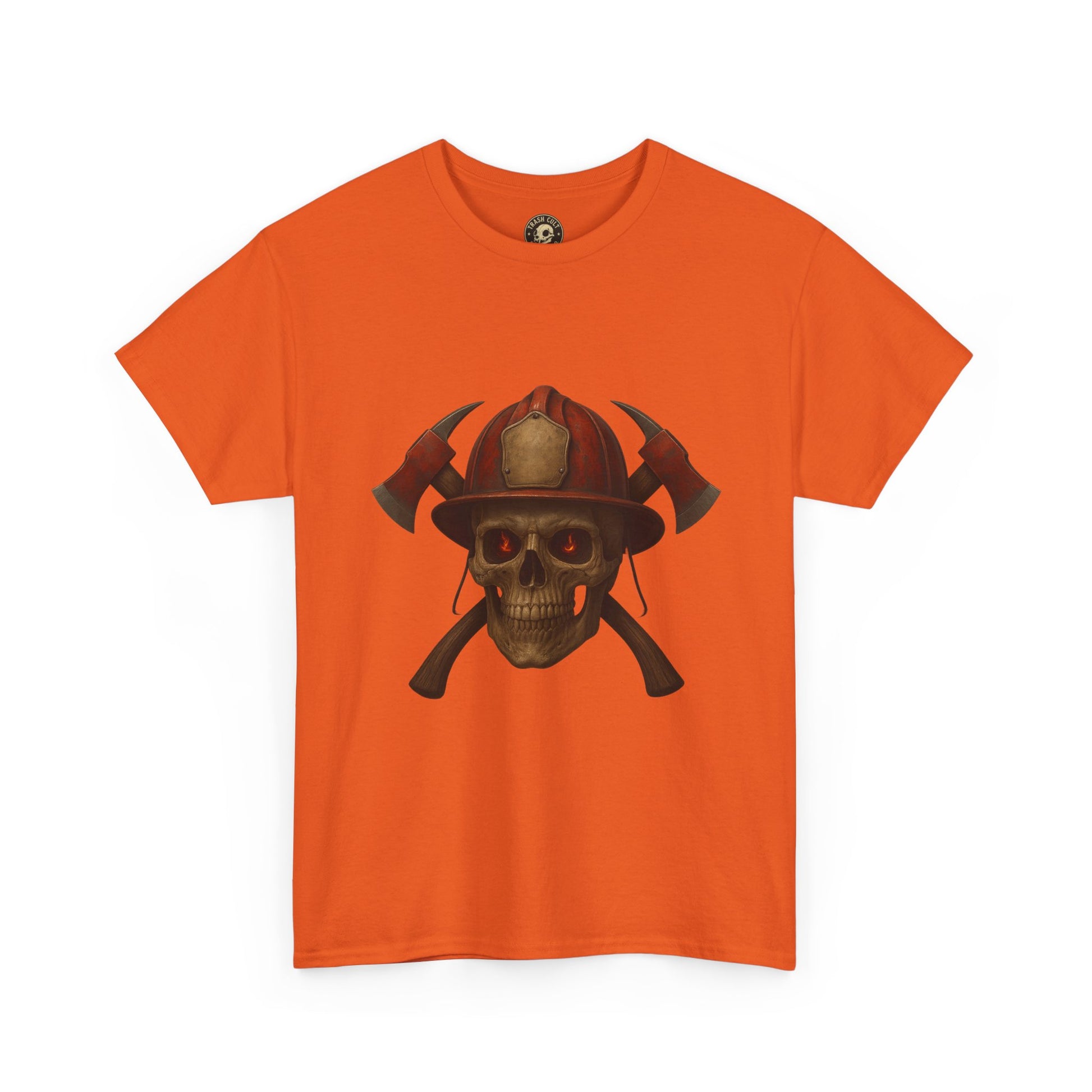 Skull Firefighter Tee, Unisex Heavy Cotton Shirt, Firefighter Gift, Halloween Costume T-Shirt, Unique Graphic Tee, Casual Wear