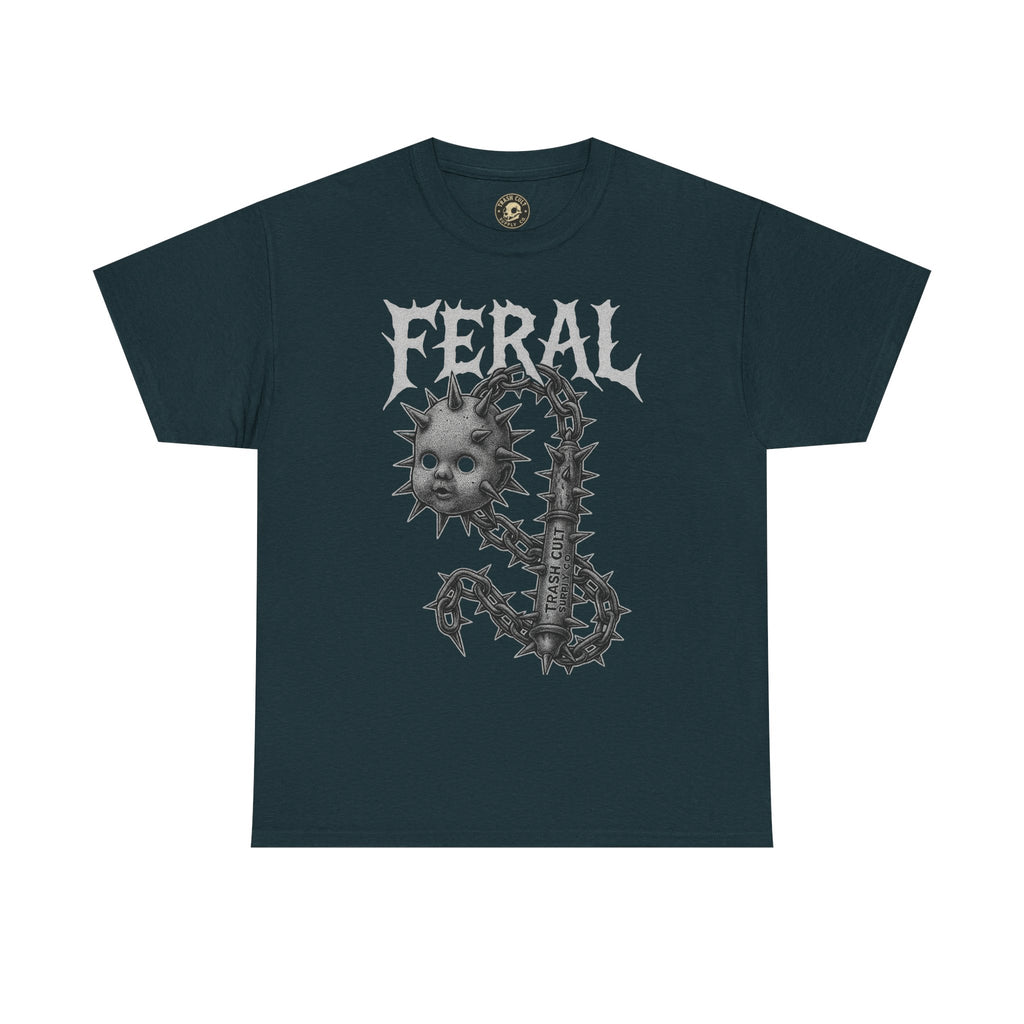 FERAL Spiked Doll Flail Tee – Halftone Gothic Weapon Shirt | Trash Cult Supply Co. | Gildan 5000